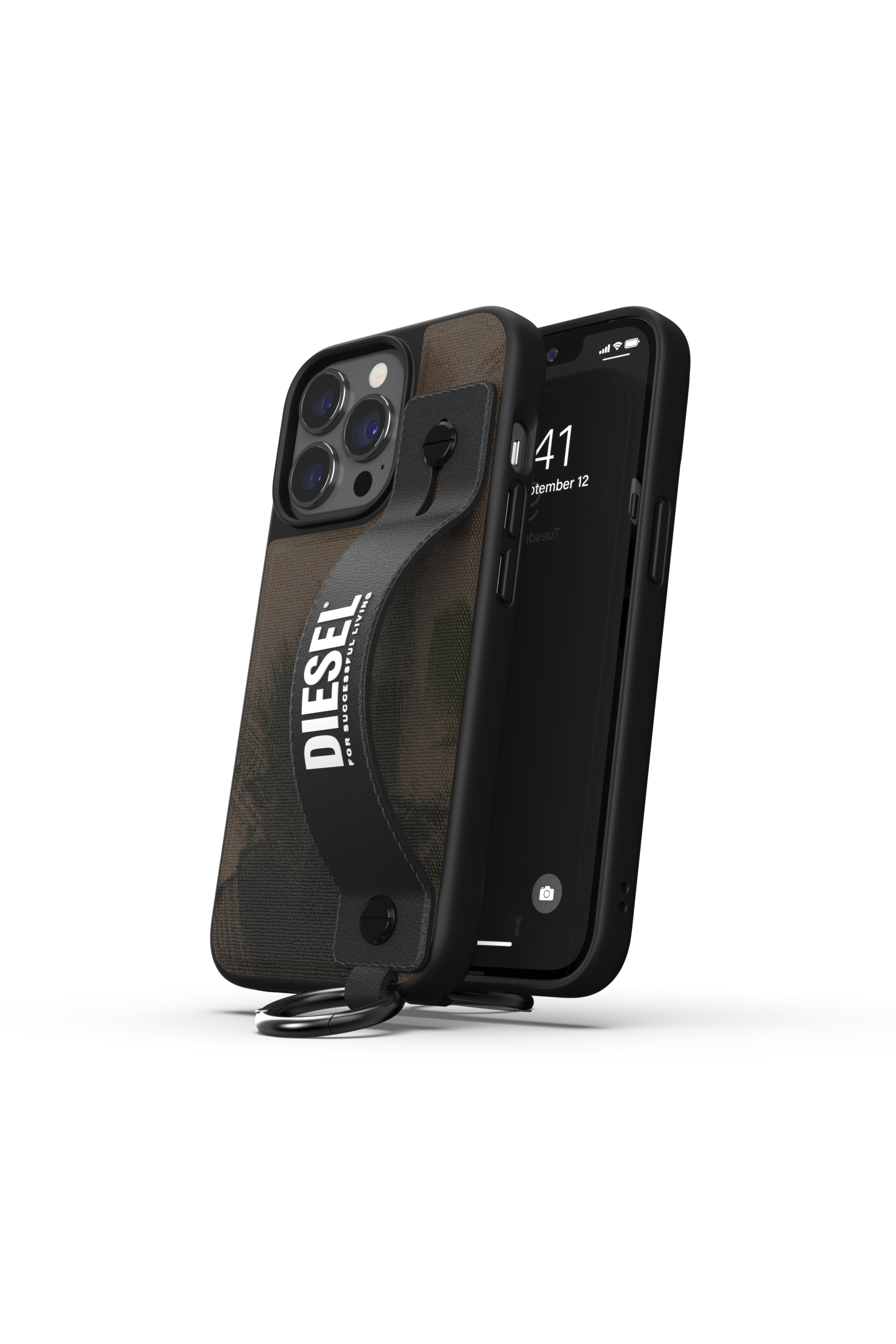 Diesel - 47180 HANDSTRAP CASE, Coque avec bande r&eacute;tractable pur iPhone 13/13 Pro Mixte in Vert - 3