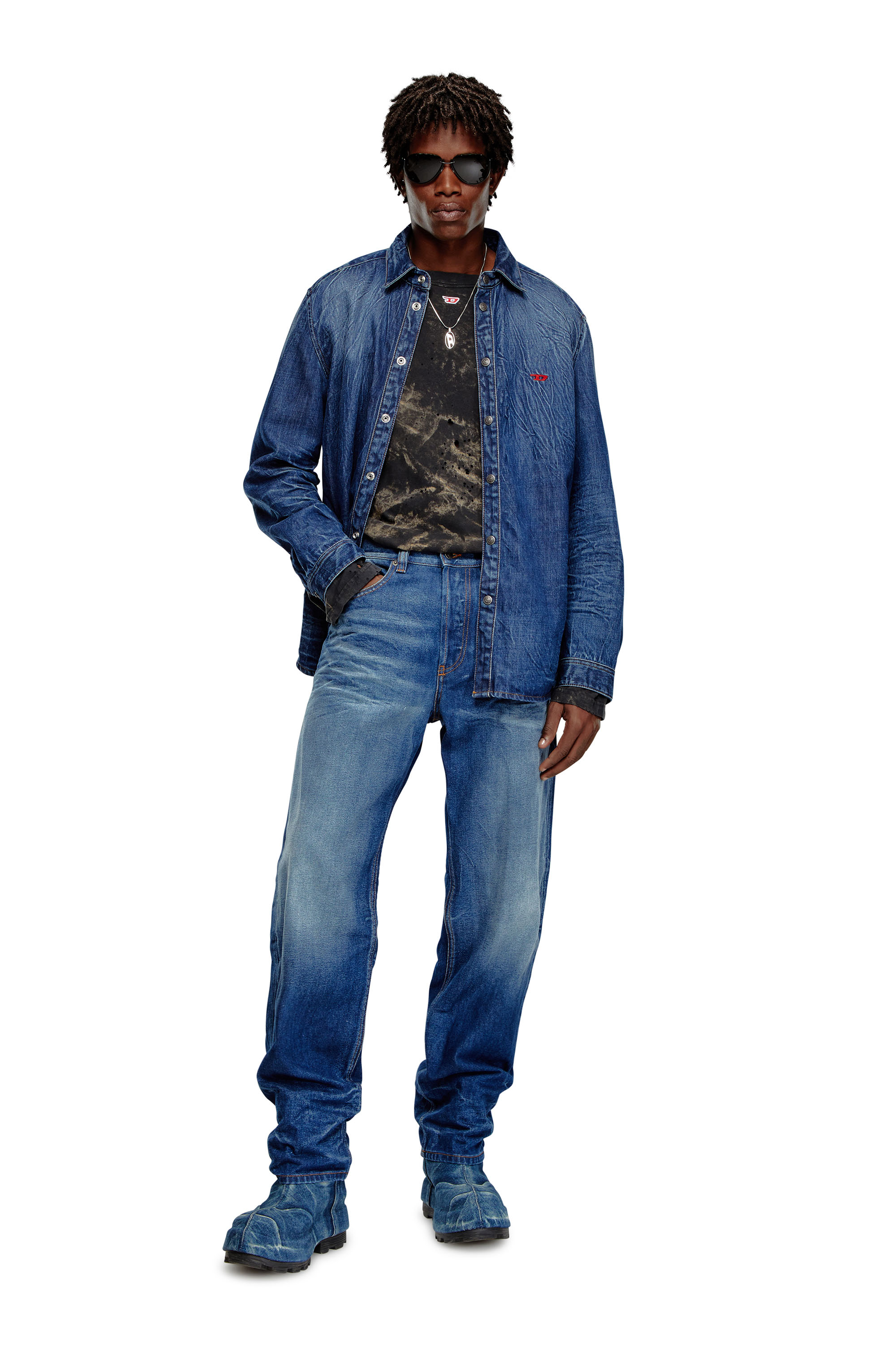 Diesel - Straight Jeans 2010 D-Macs 09I46, Bleu moyen - Image 1