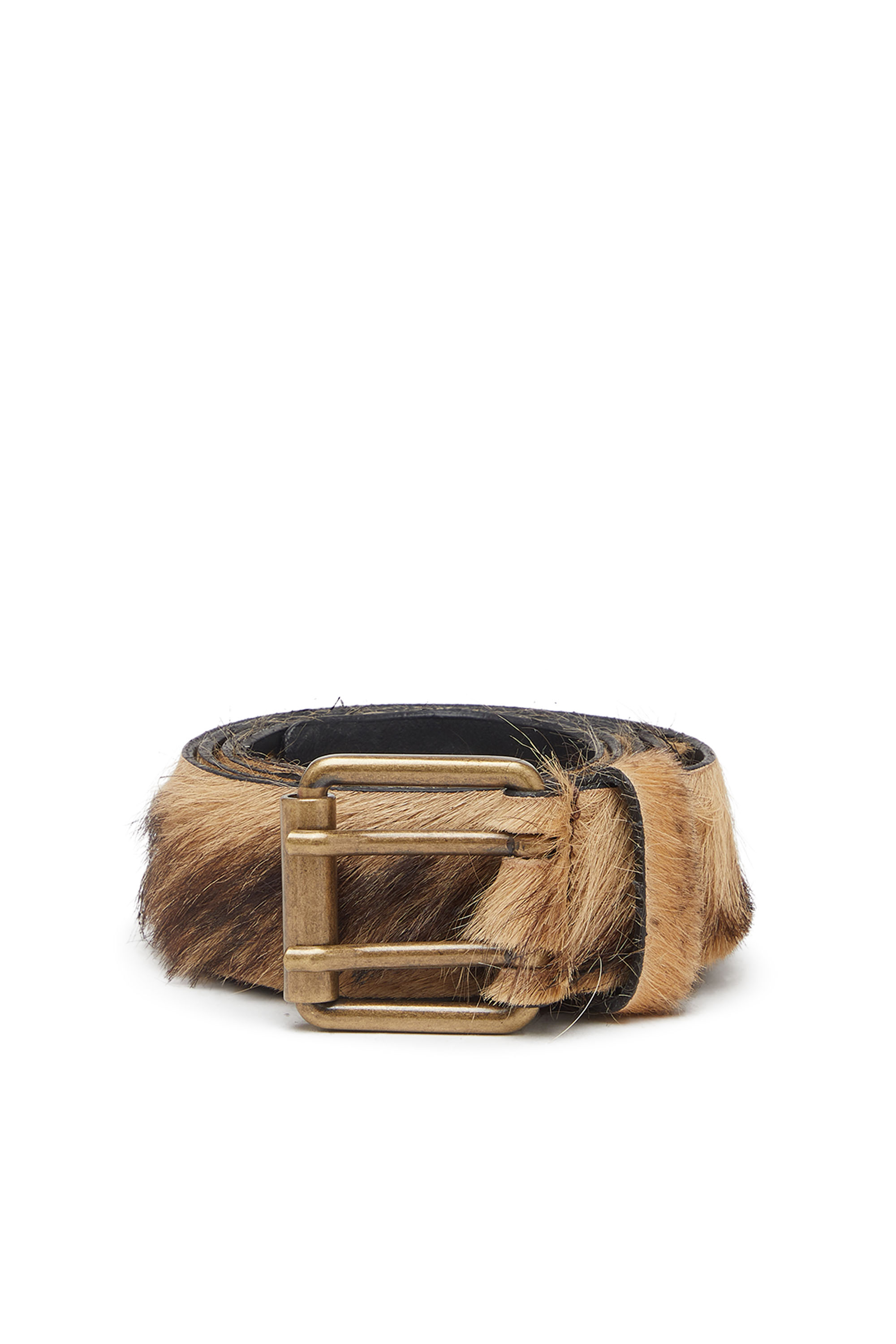 Diesel - B-FLAG-D, Unisex 4 cm breiter Gürtel aus Langhaar-Leder in Braun - 1