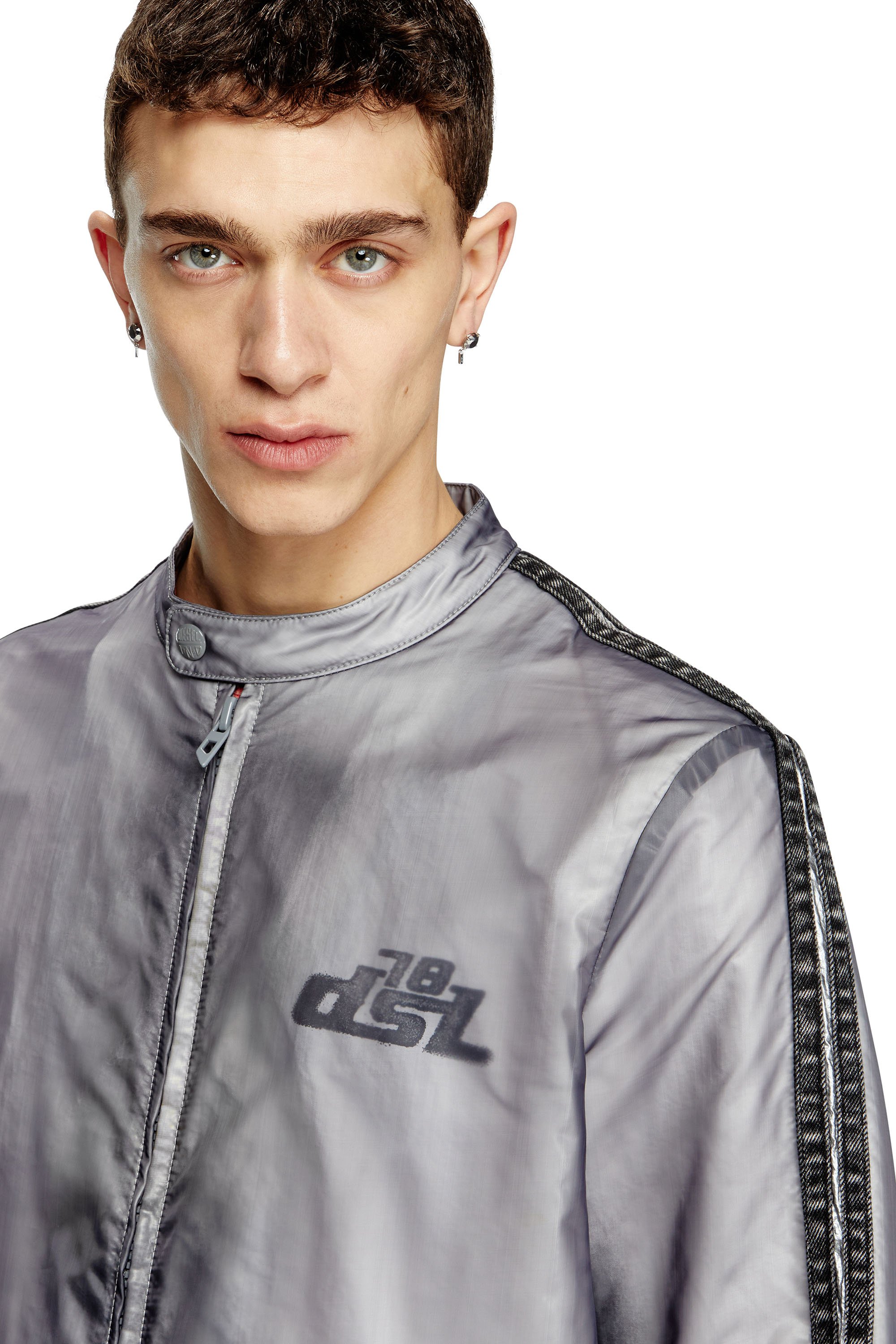 Diesel - J-POP, Herren Bikerjacke mit transparentem Effekt in Grau - 5