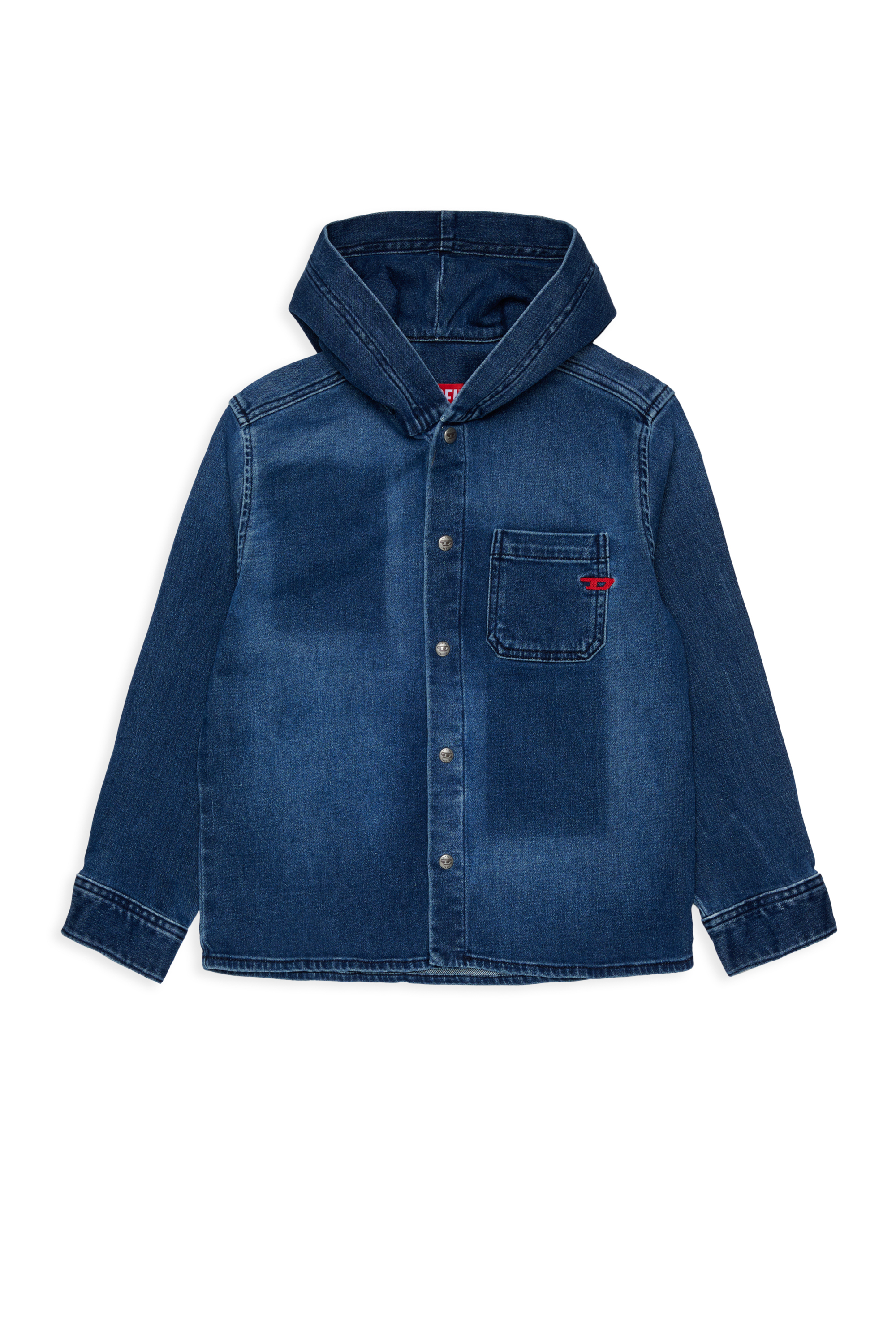 Diesel - CAMPS-OVER JJJ, Herren Kapuzenhemd aus shadow-effect JoggJeans in Dunkelblau - 1