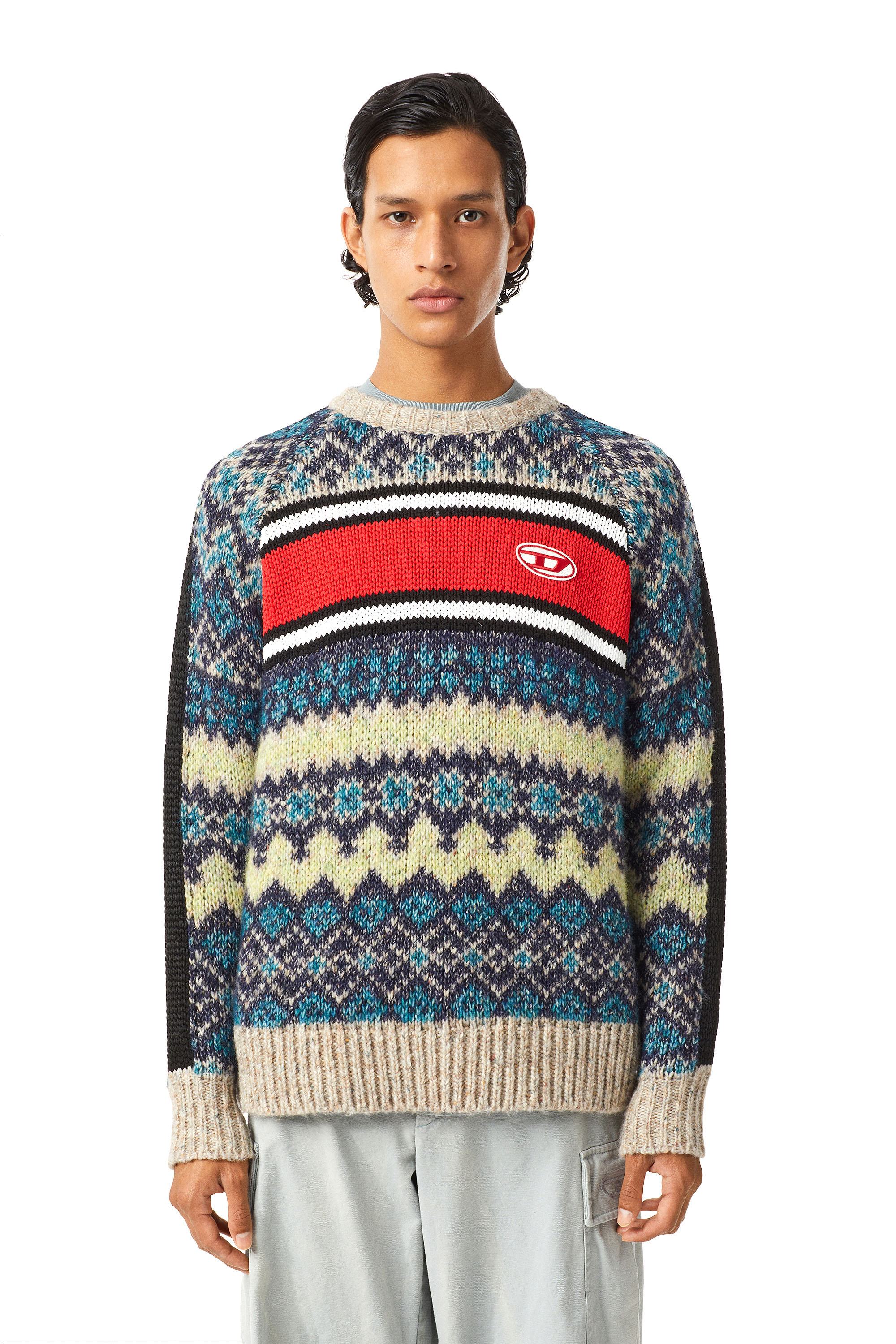 K-RENO, Bleu/Gris - Pull Maille