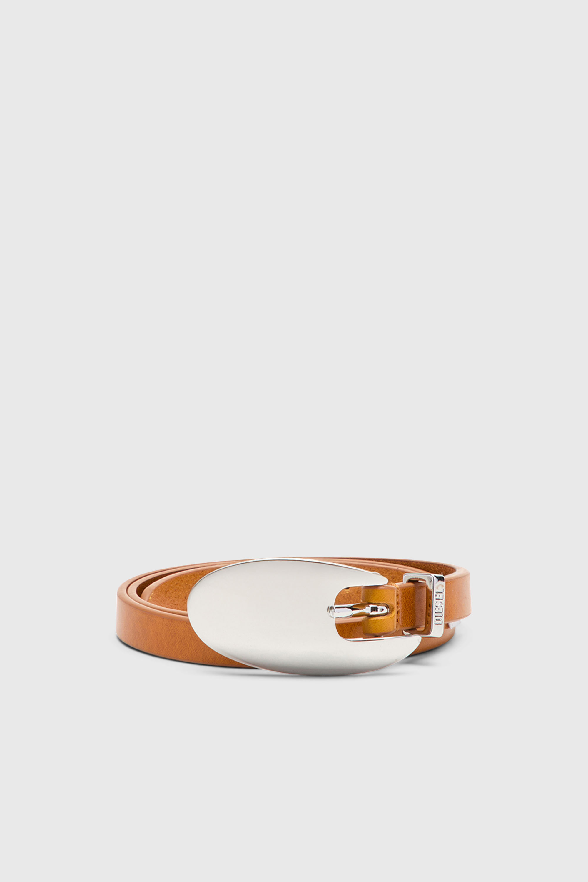Diesel - B-ROP 15, Ceinture 1.5 cm fine en cuir avec boucle sculpturale Femme in Marron - 1