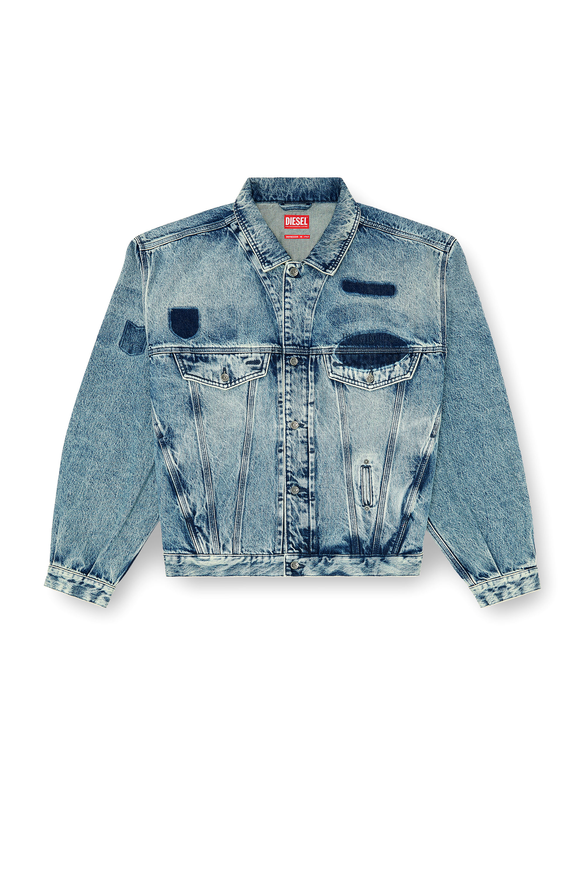 Diesel - D-DENVER-S2, Giacca trucker con effetto patch Unisex in Blu - 2