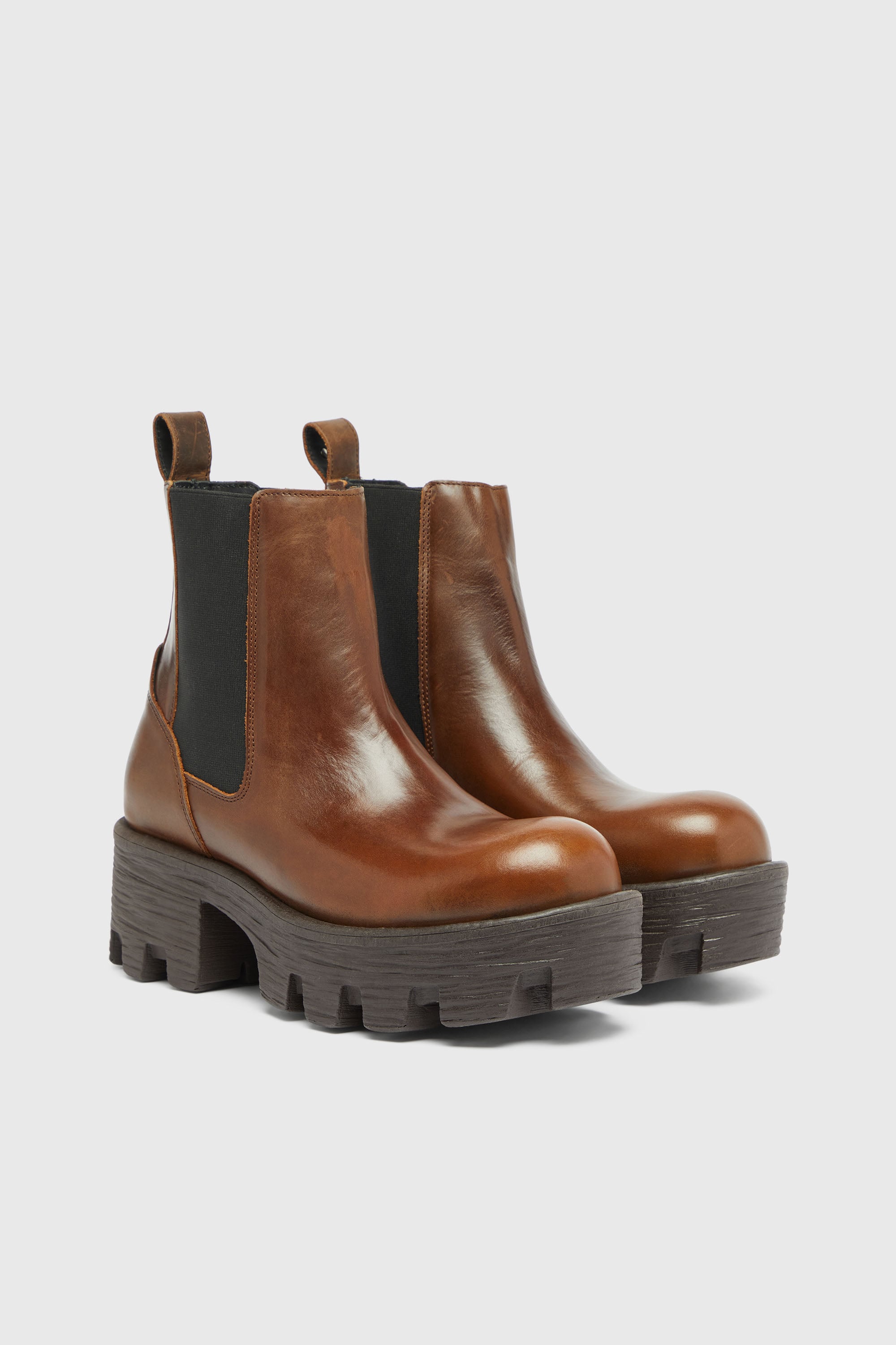 Diesel - D-HAMMER CHUNKY W, D-Hammer-Chelsea bottes en cuir Femme in Marron - 2
