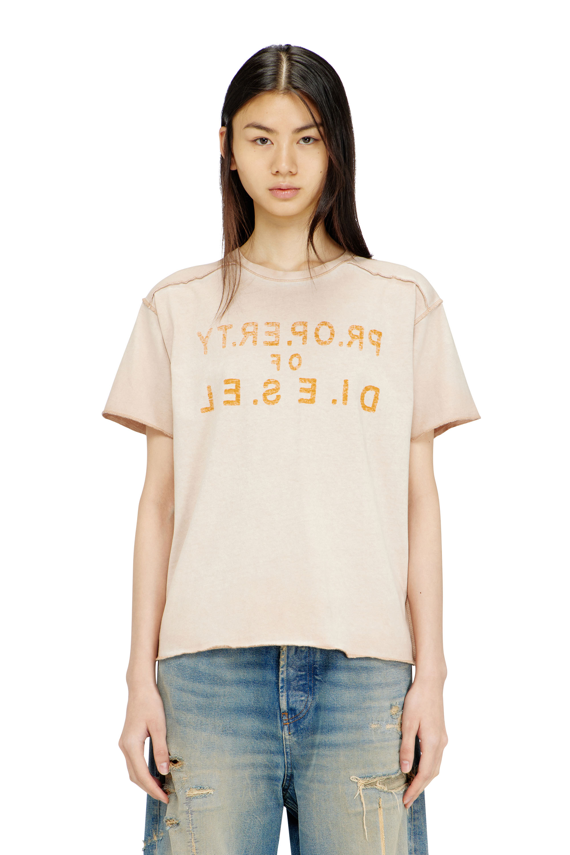 Diesel - T-ILY, T-shirt en coton classique avec appliqu&eacute; D Femme in ToBeDefined - 3