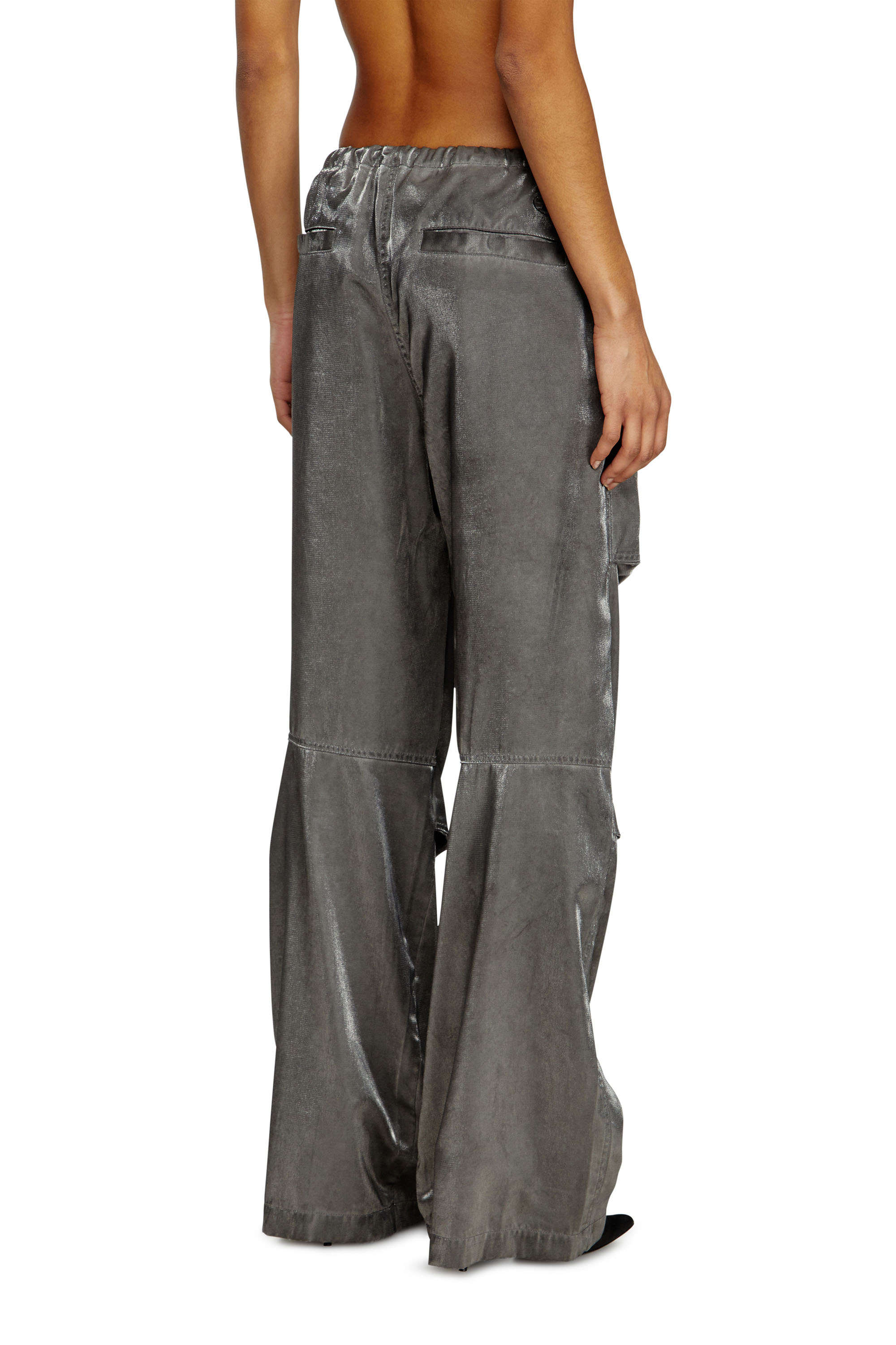 Diesel - P-RODIGE, Damen Cargohose aus Satin in Grau - 4