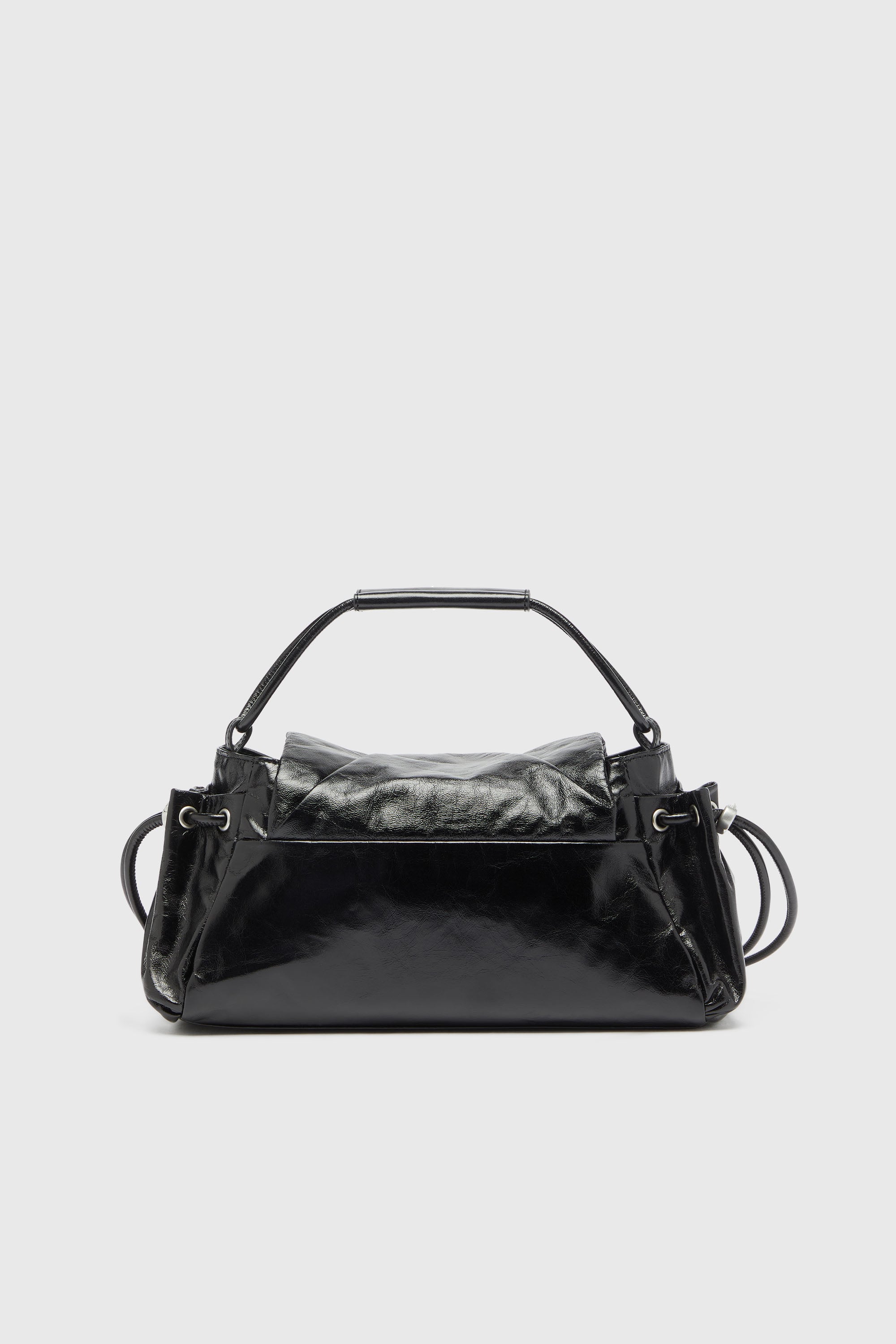 Diesel - SCRUNCH-D TOP HANDLE, Scrunch-D - Borsa a mano in pelle lucida effetto stropicciato Donna in Nero - 2