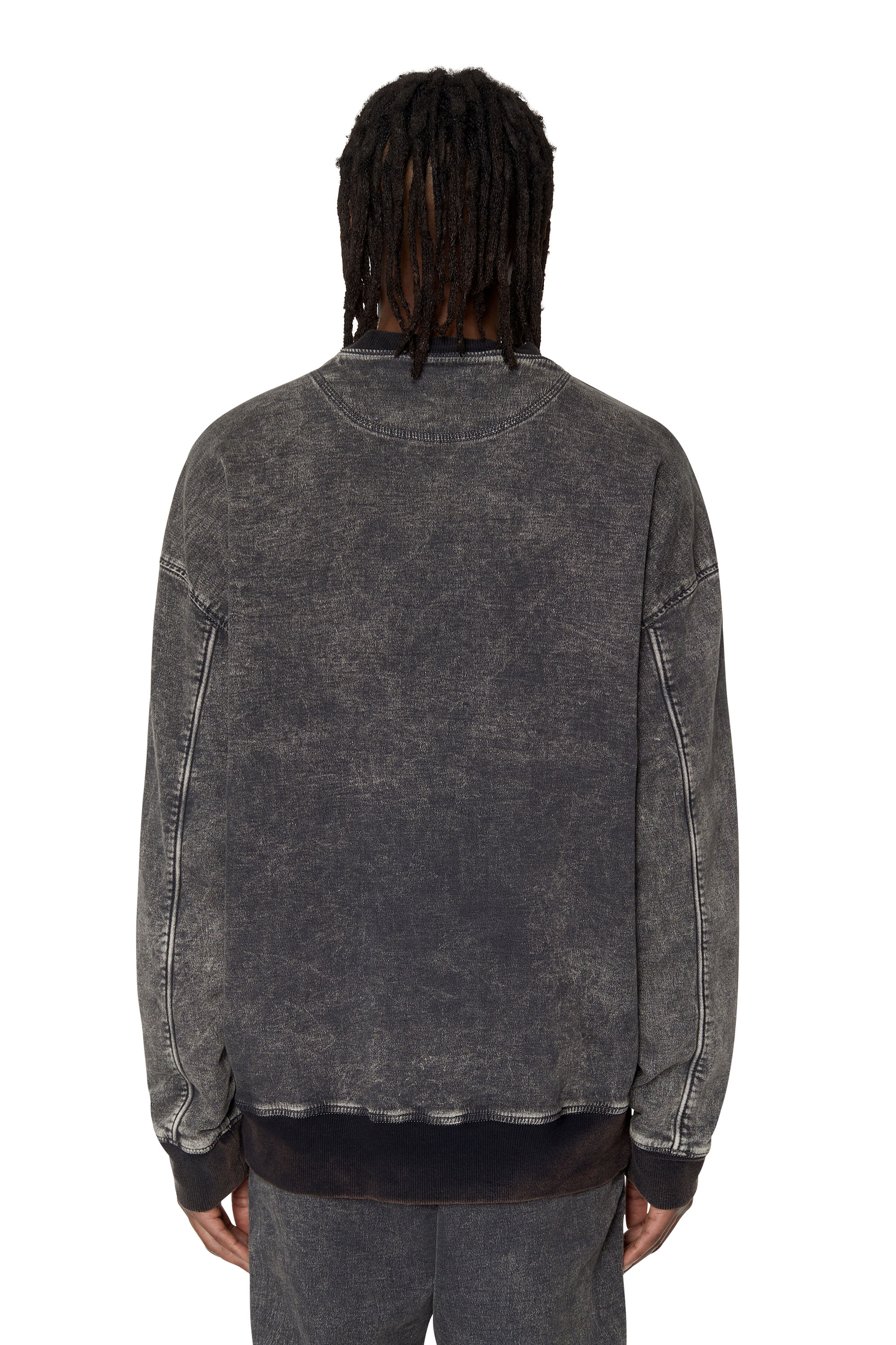 Diesel - D-KRIB TRACK DENIM SWEATSHIRT, Noir/Gris foncé - Image 4