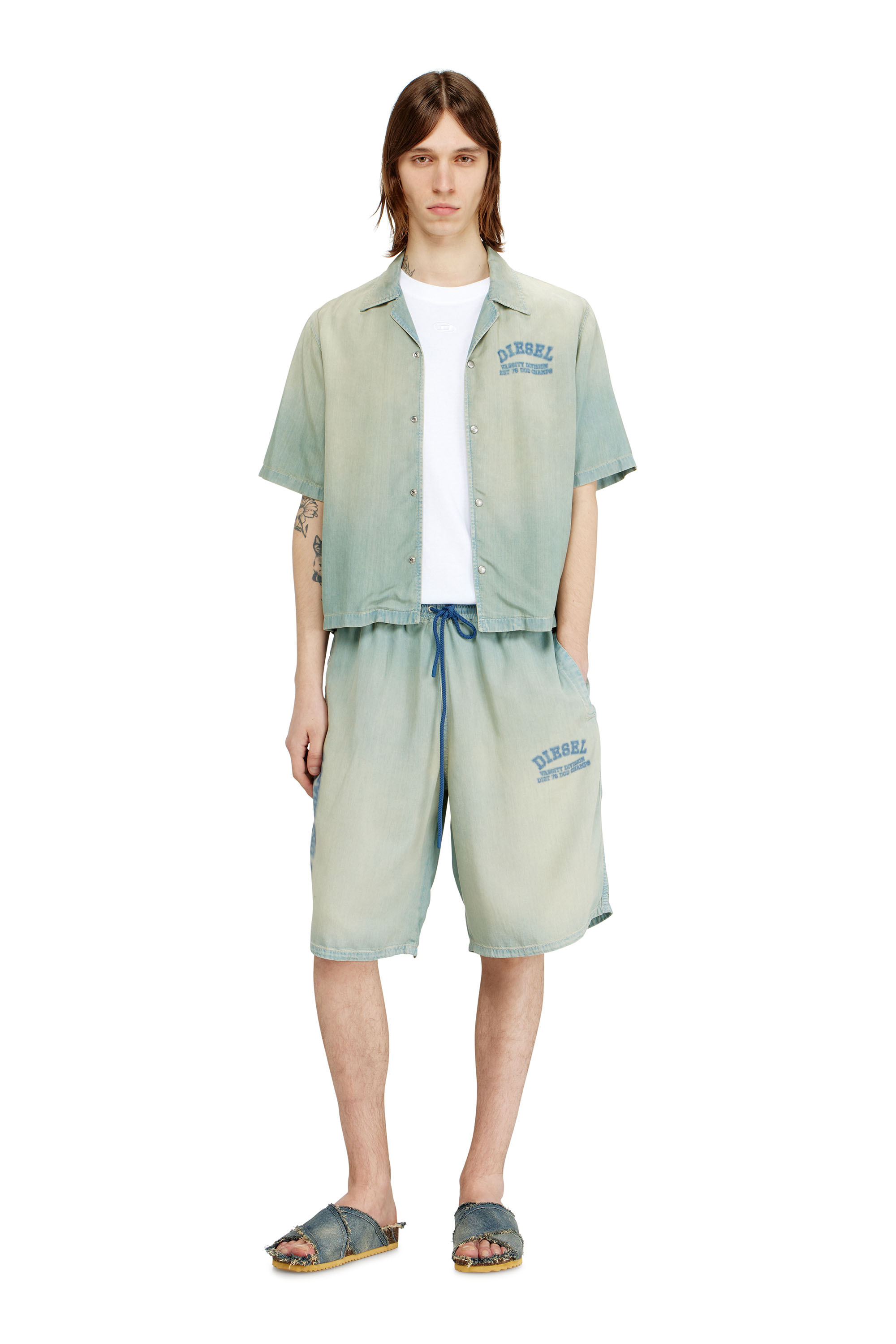 Diesel - D-ENIMOS-SHORT-S2, Unisex Shorts aus flie&szlig;endem Denim mit Schmutzeffekt in null - 3