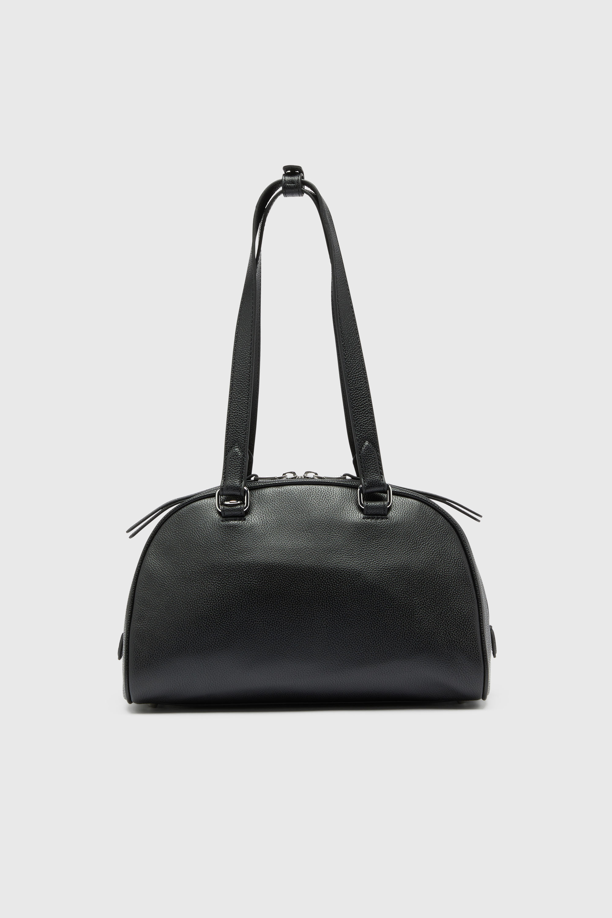 Diesel - 1DR DOME SHOULDER, Unisex 1DR Dome - Boston Bag aus Leder mit gepr&auml;gtem Logo in Schwarz - 2