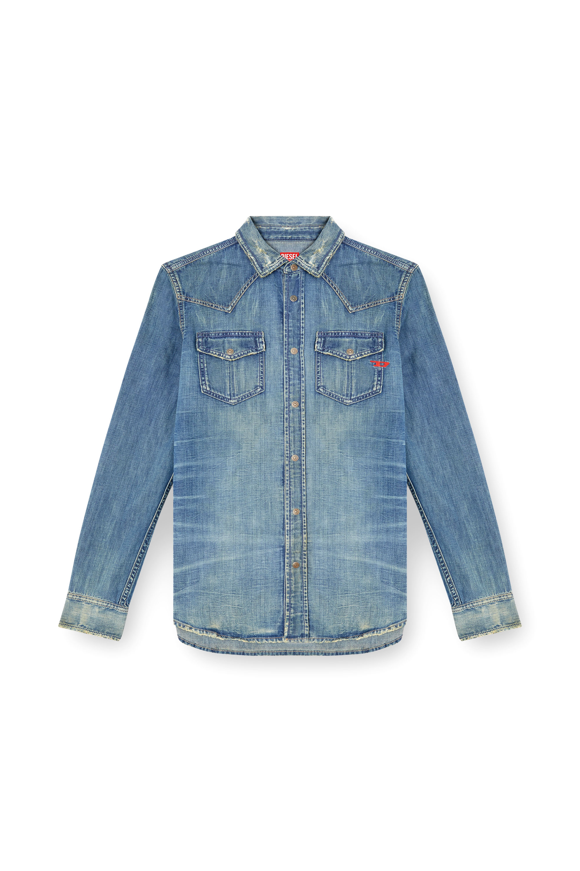 Diesel - D-VEGA, Herren Overshirt aus Denim in Mittelblau - 3