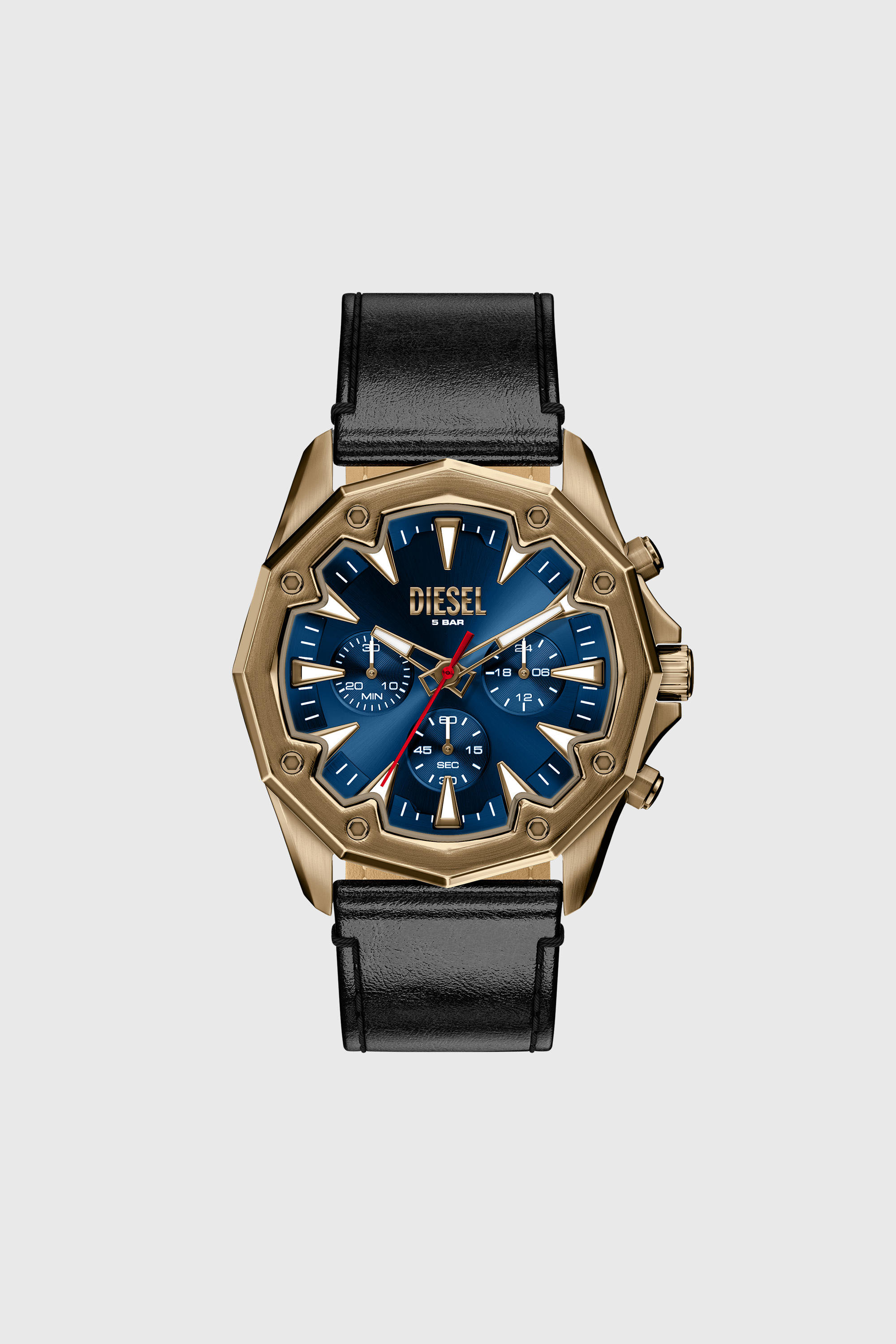Stinger Uhr mit Lederarmband in Altgoldoptik