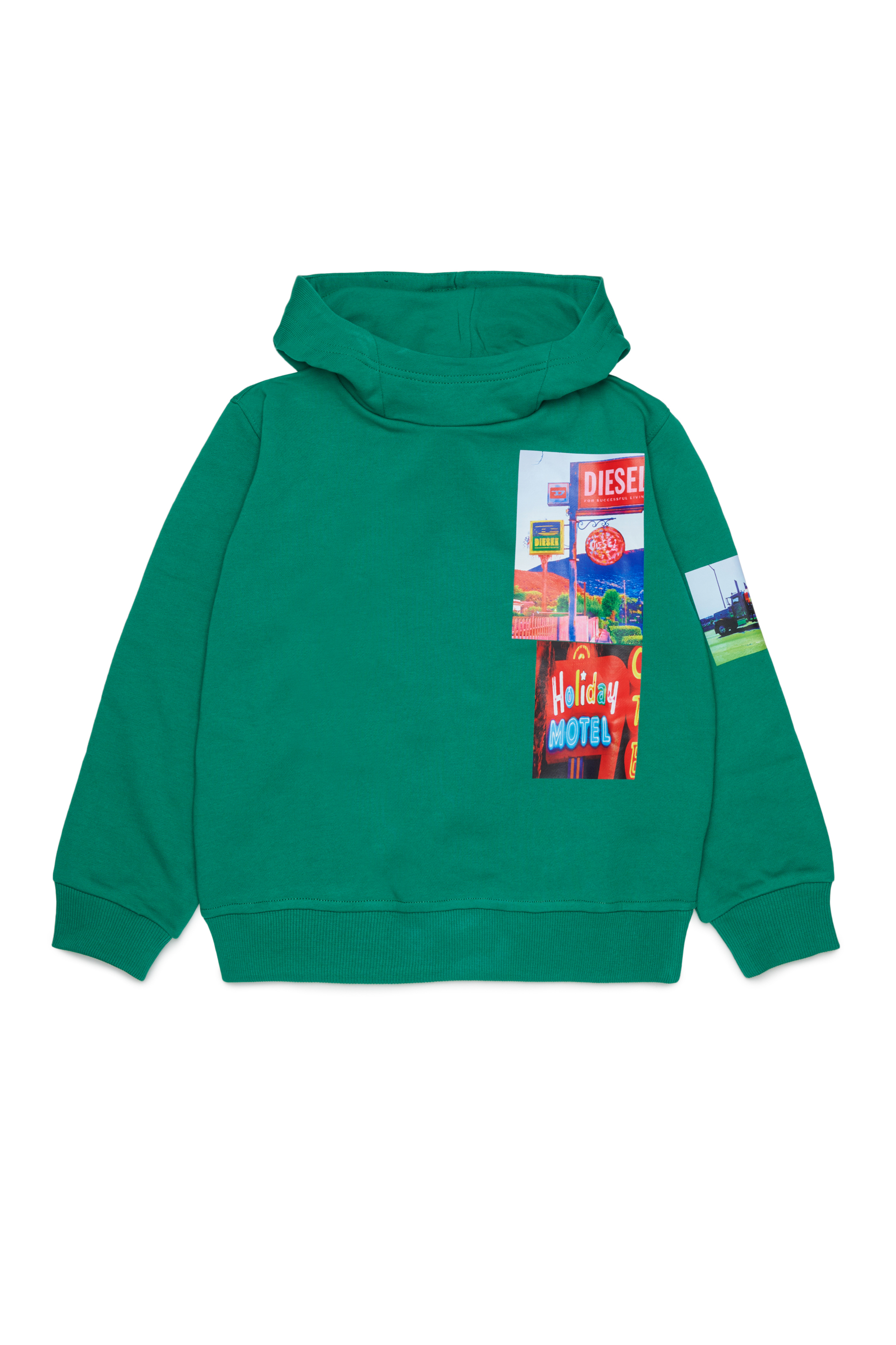 Diesel - SFORMY OVER, Sweat &agrave; capuche avec photo prints Homme in Vert - 1