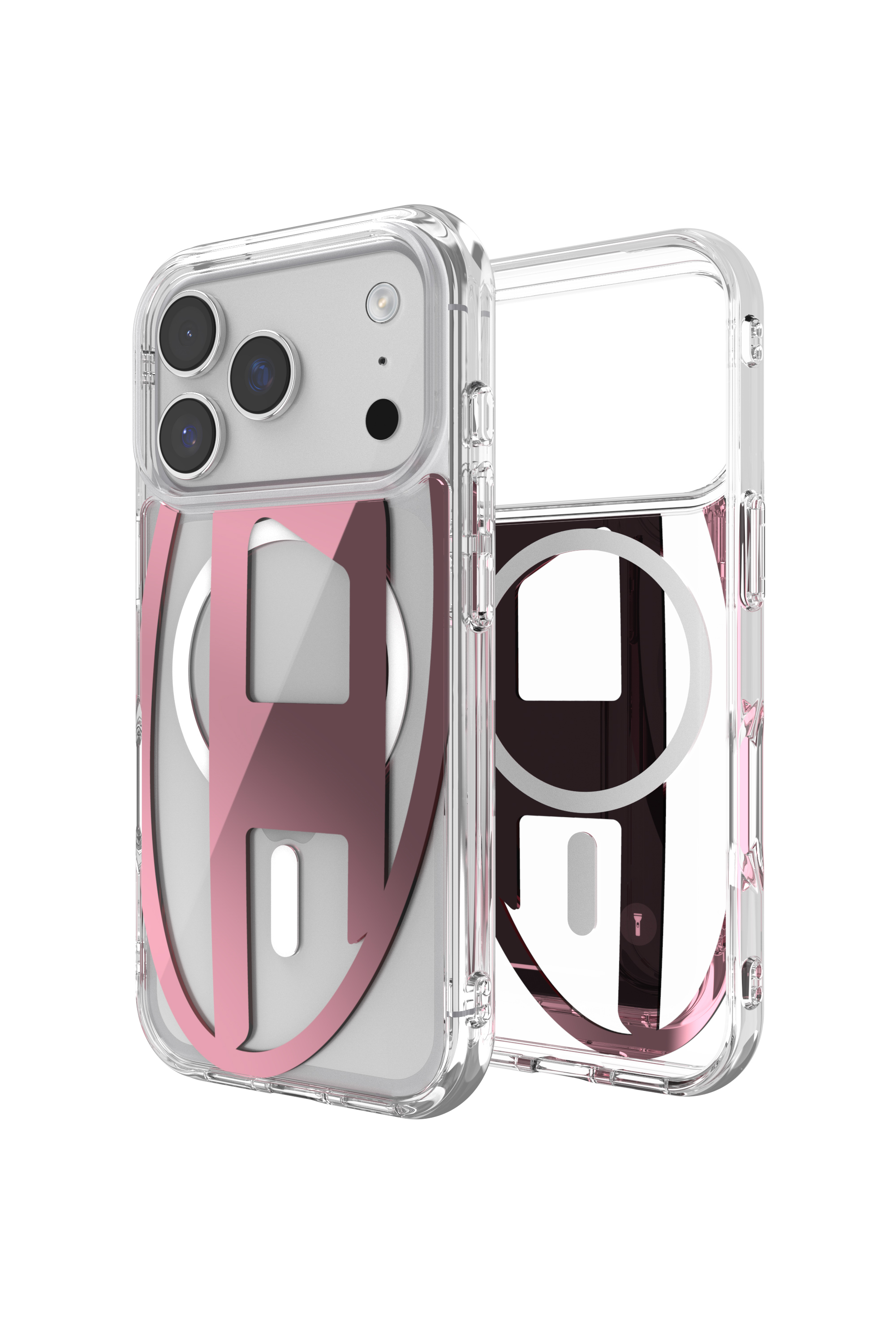 Diesel - 60421 AOP CASE, &Eacute;tui m&eacute;tallique Oval D avec Magsafe pour iPhone 17 Pro Mixte in Rose - 1