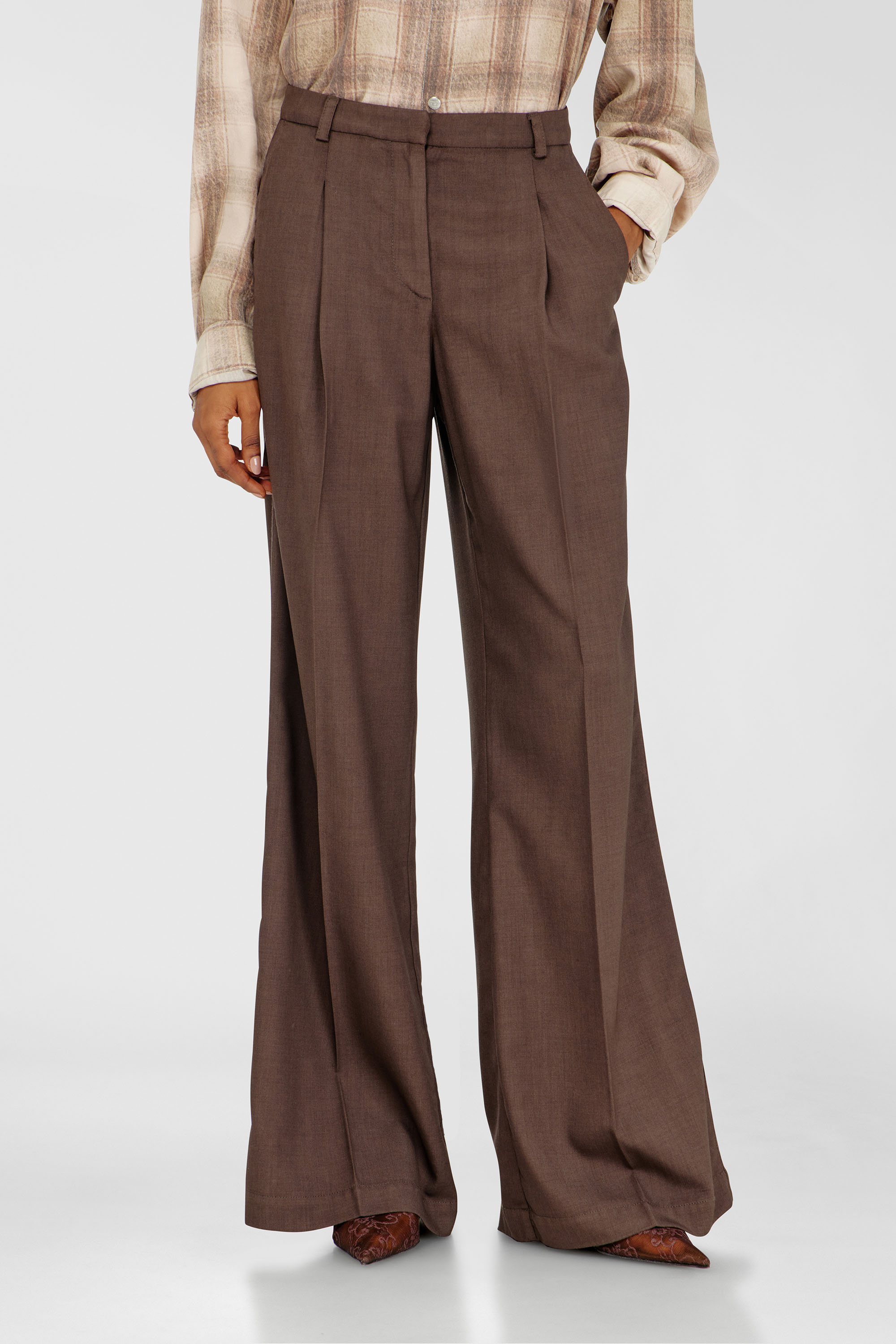 Diesel - P-ARIDE, Pantaloni wide plissettati in lana stretch Donna in ToBeDefined - 1