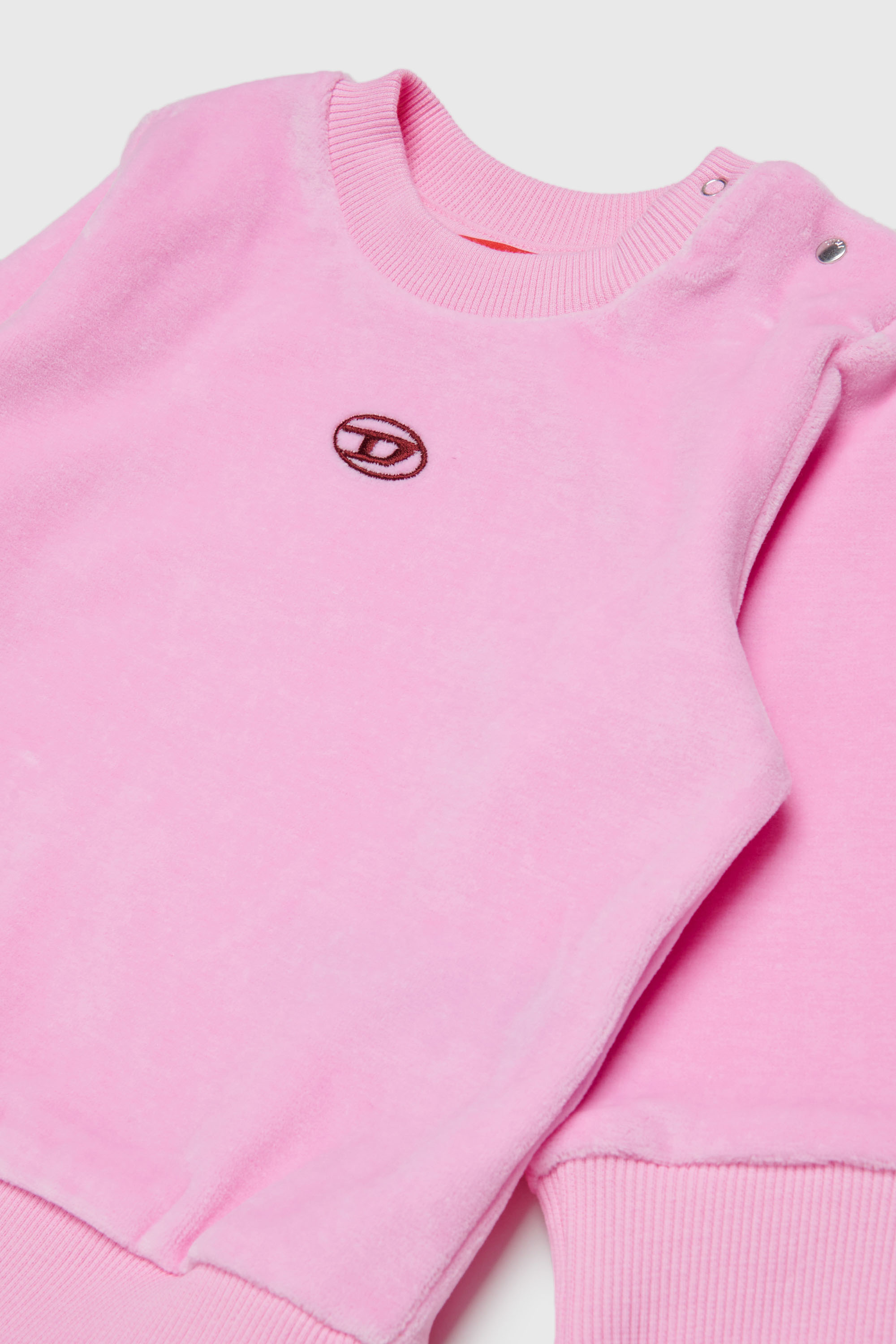 Diesel - SHENIB, Sweat-shirt en velours avec broderie Oval D Homme in Rose - 3