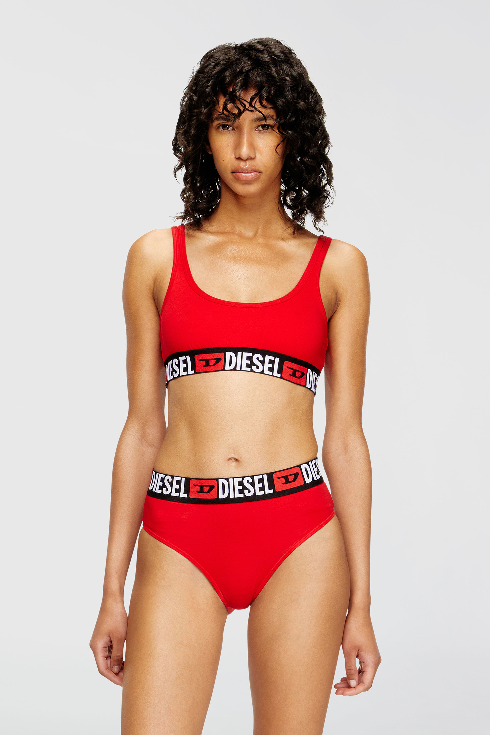 Diesel - UFSB-ORIBA, Bralette avec bande logo Femme in Rouge - 1