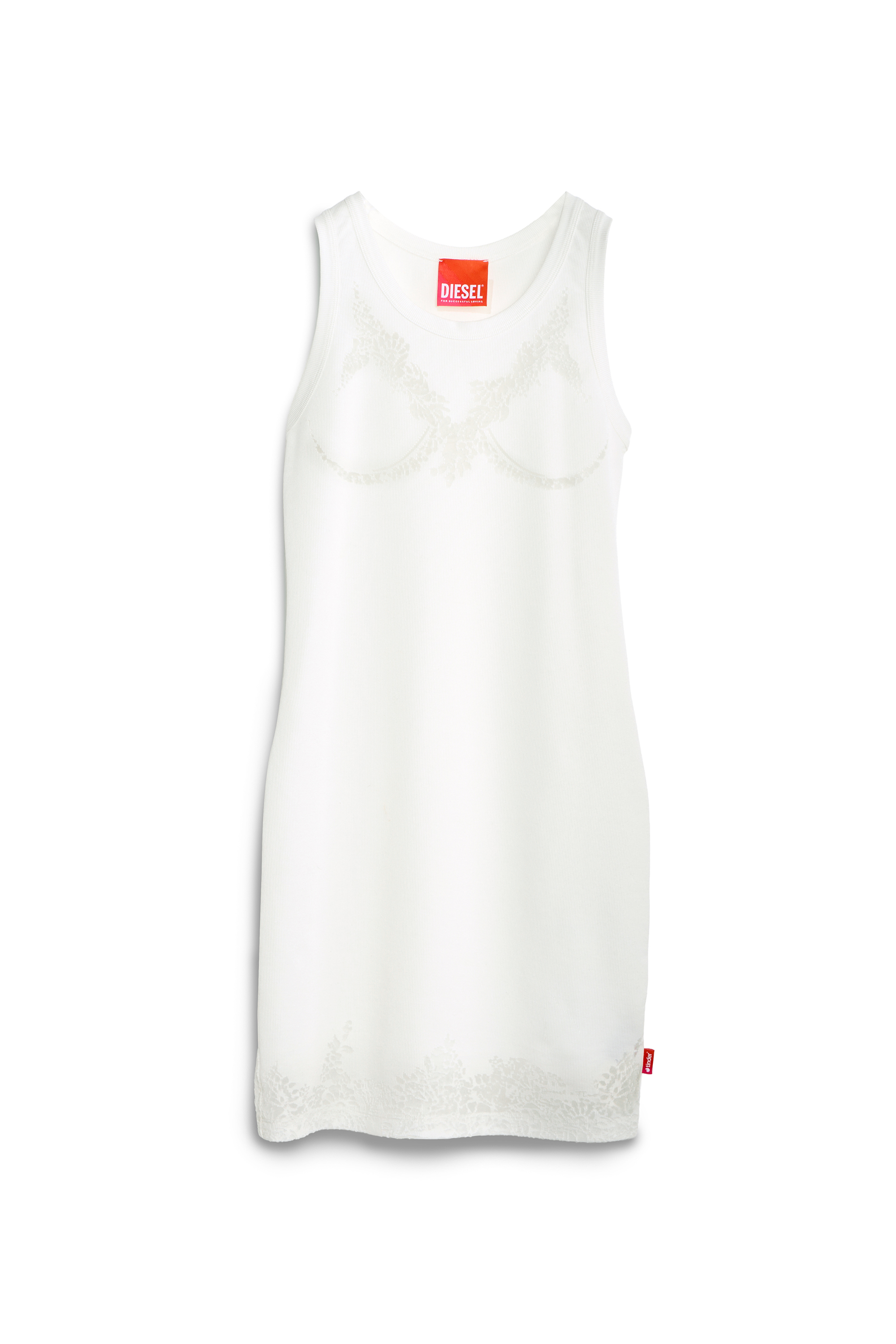 Diesel - PR-D-ANKI-LACE-R, Damen Mini-Tank-Kleid mit Devor&eacute;-Spitzen-Effekt in Wei&szlig; - 2