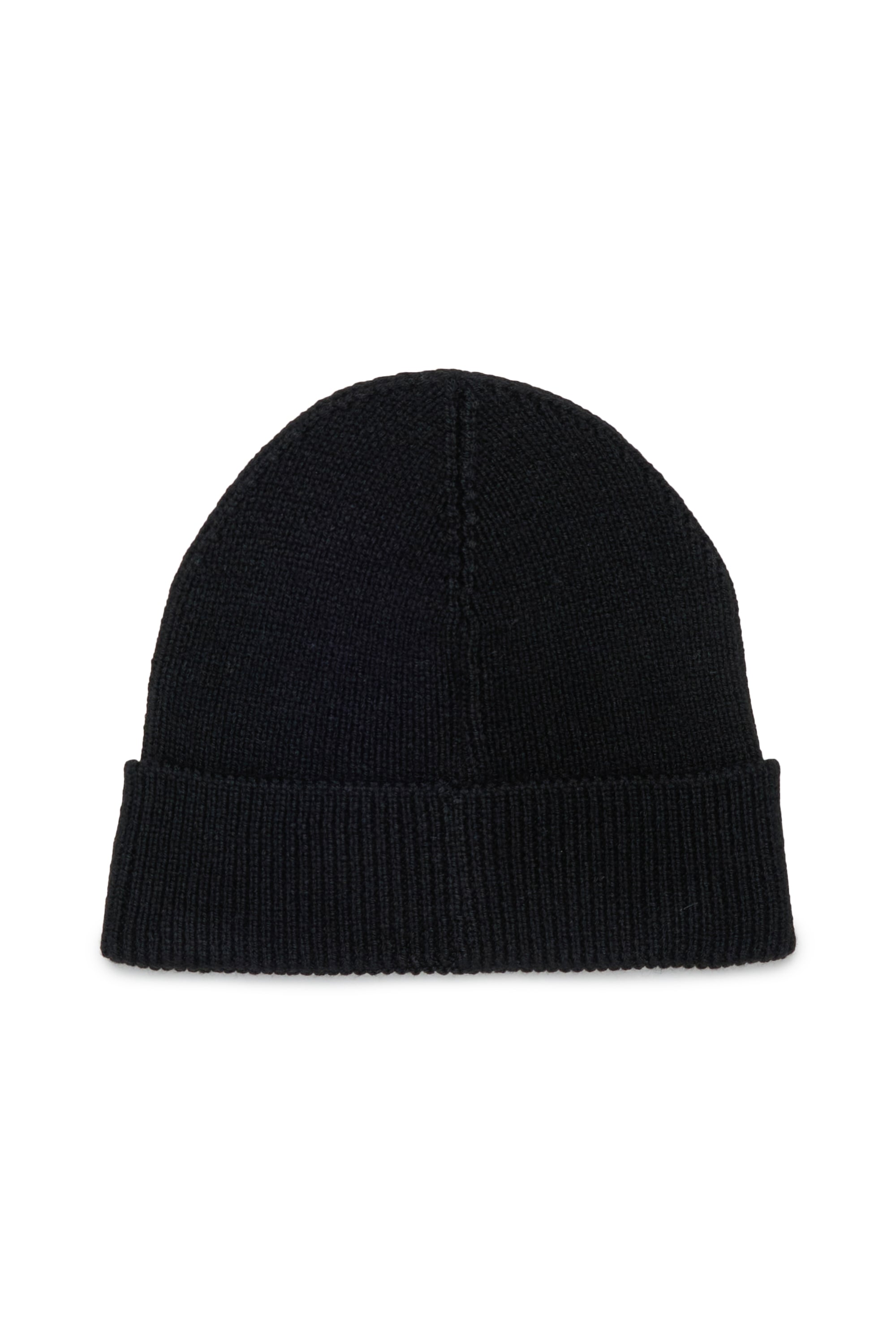 Diesel - FLOT, Unisex's Wool-blend beanie with D logo patch in Black - 2
