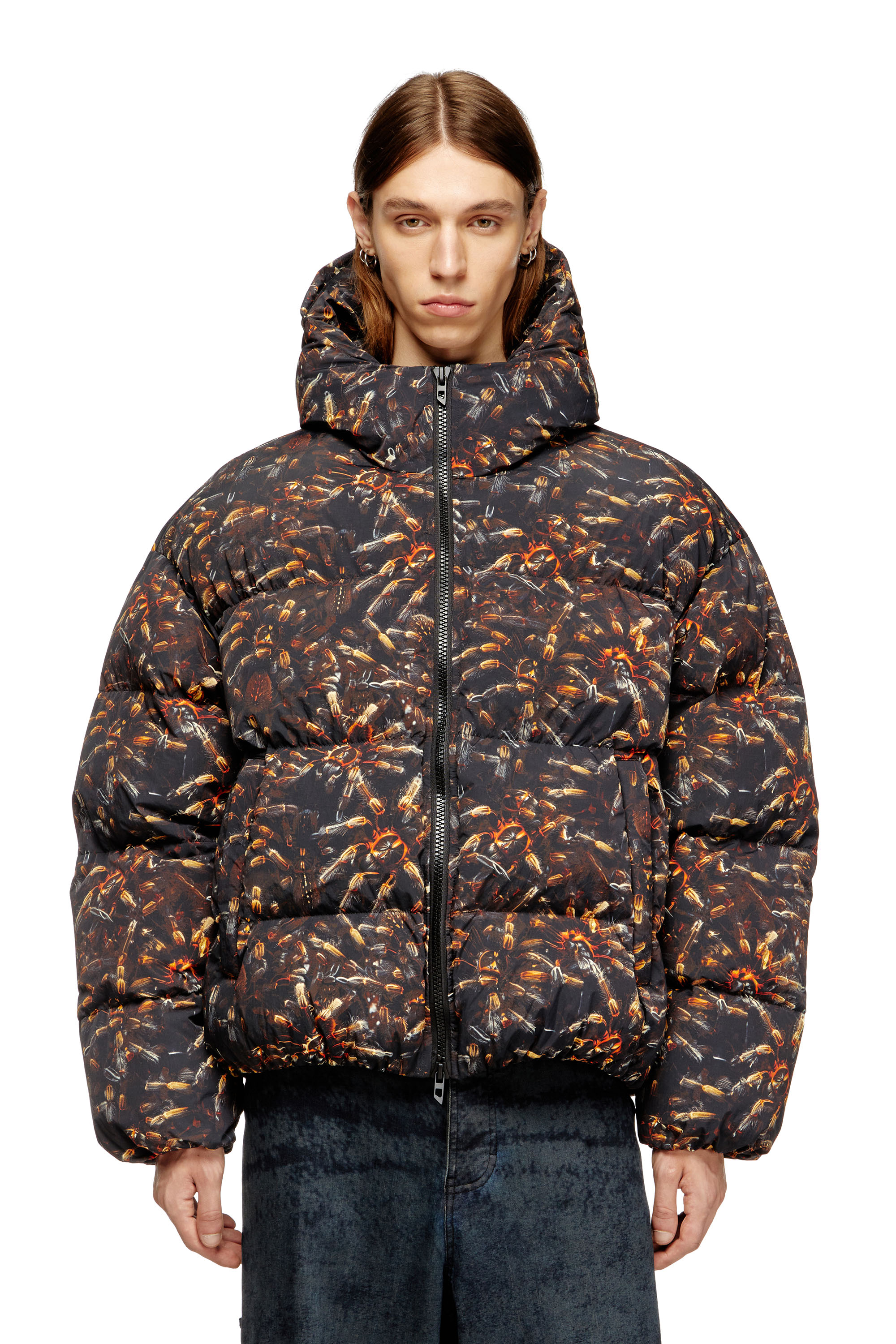 Diesel - W-SPIDER, Piumino con cappuccio e stampa spider Uomo in Multicolor - 1