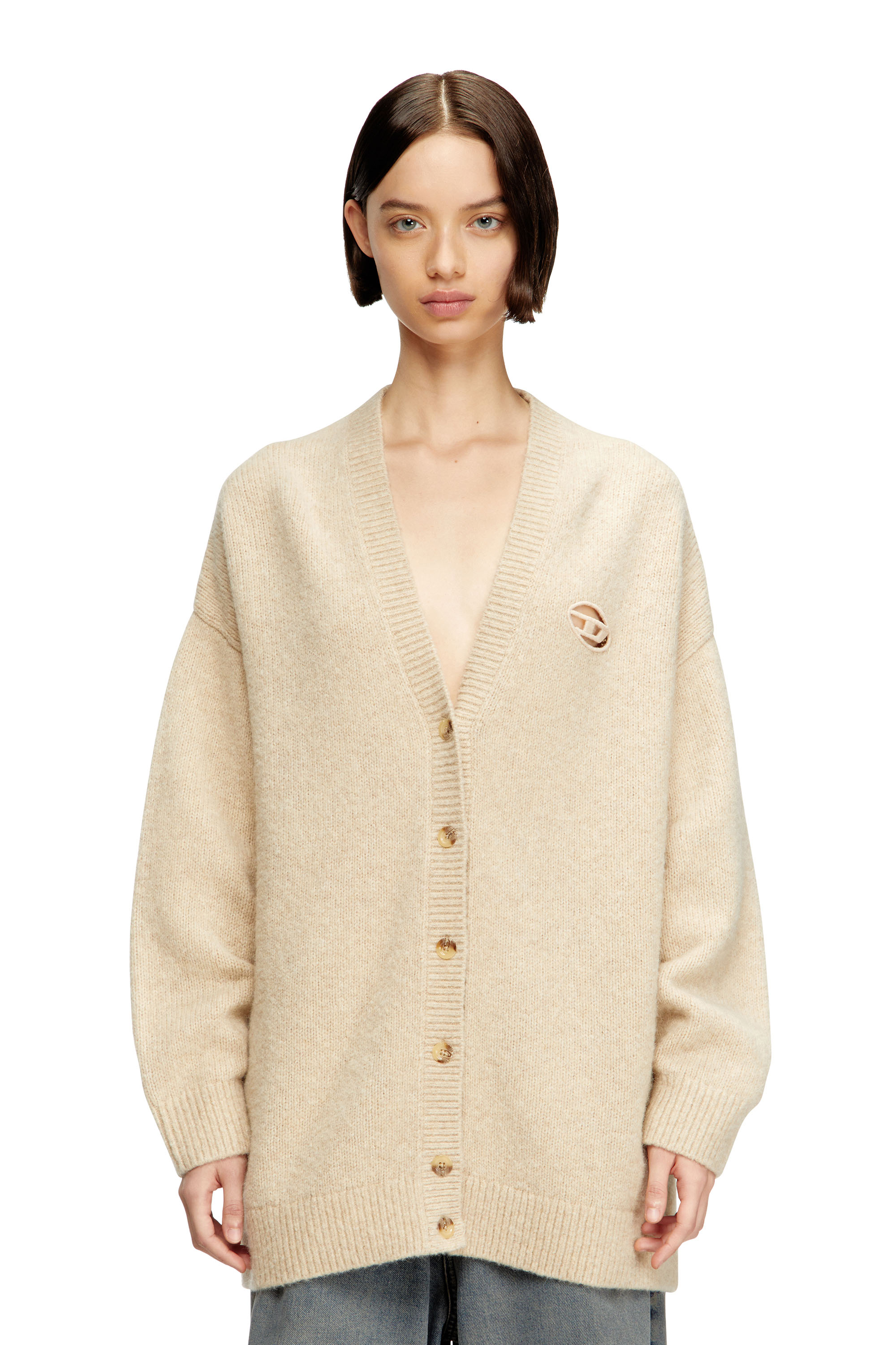 Diesel - M-AREELA, Damen Cardigan aus Woll- und Alpakamischung in Beige - 1