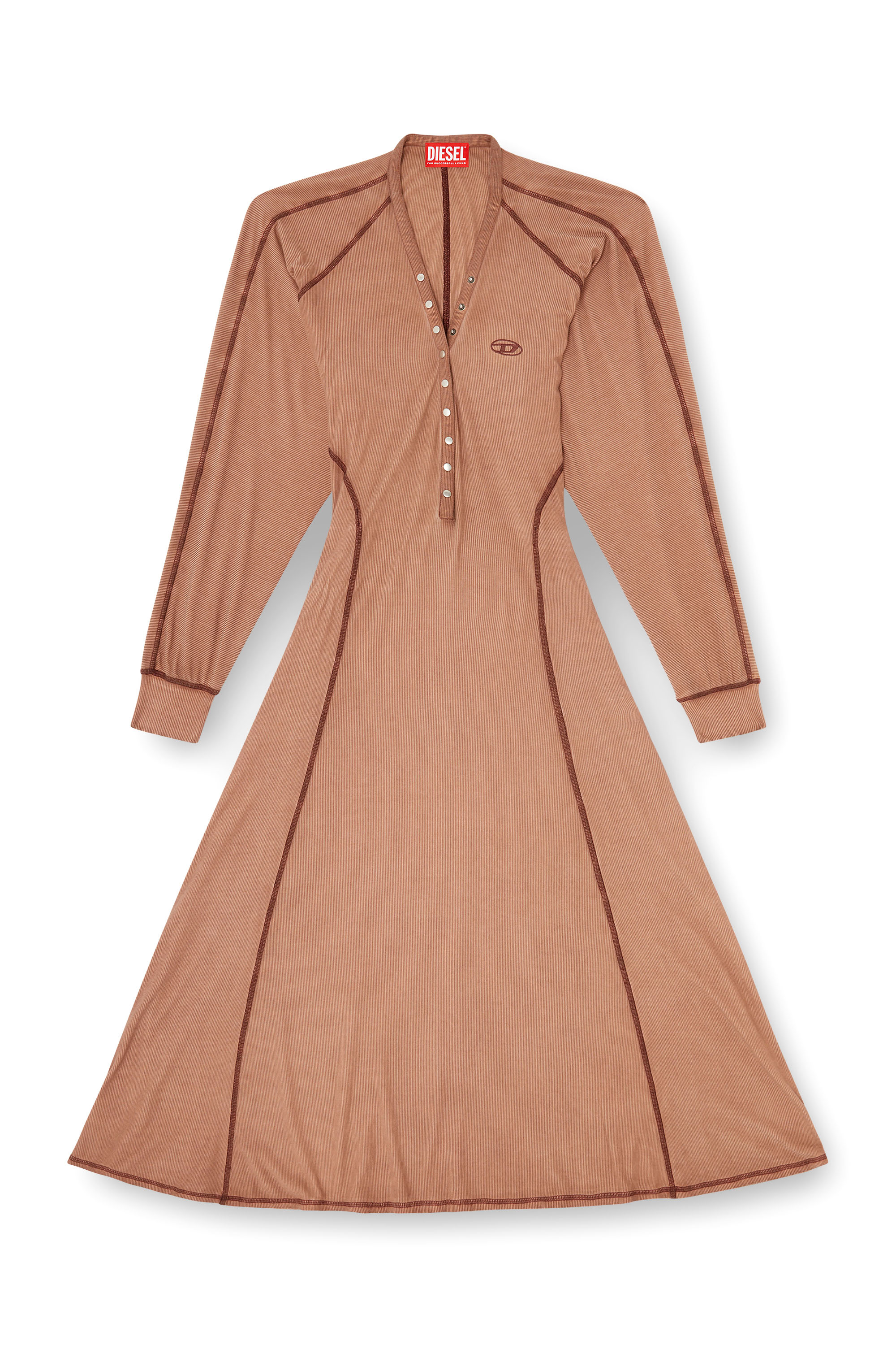 Diesel - D-ISERINA, Abito midi in jersey a costine con maniche a pipistrello Donna in ToBeDefined - 3