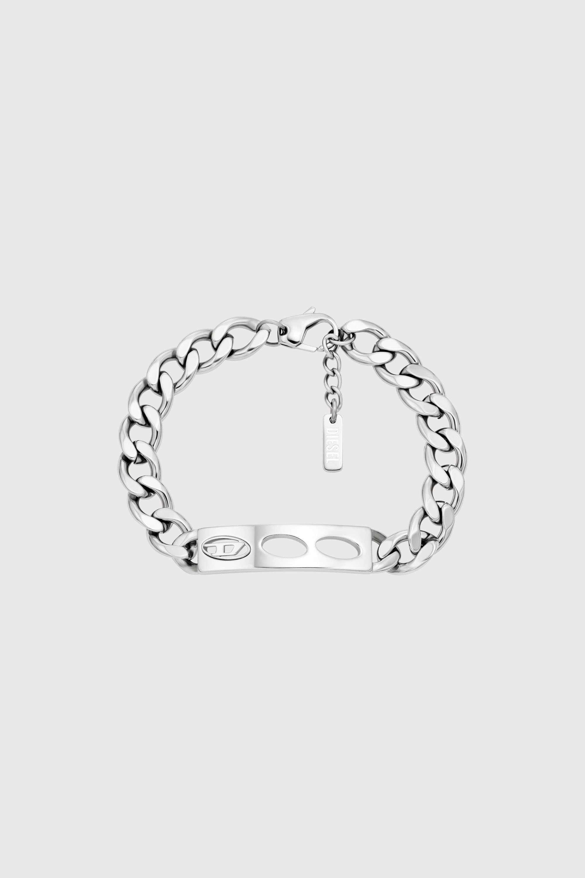Diesel - DX166340 JEWELLERY, Bracelet d'identit&eacute; en acier inoxydable Mixte in Gris argent&eacute; - 1
