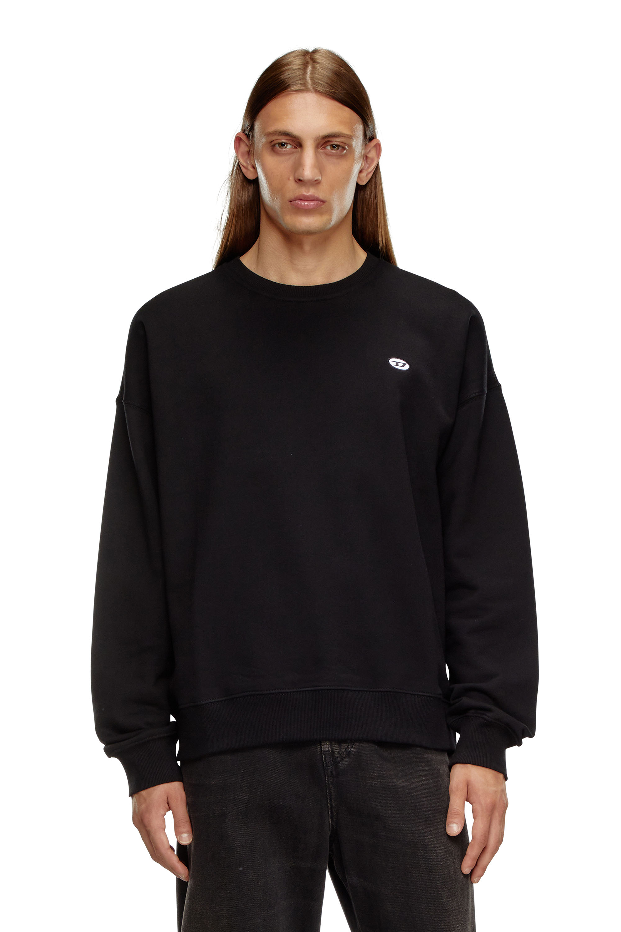 Diesel - S-ROB-DOVAL-PJ, Homme Sweat-shirt avec empiècement oval D in Noir - Image 1