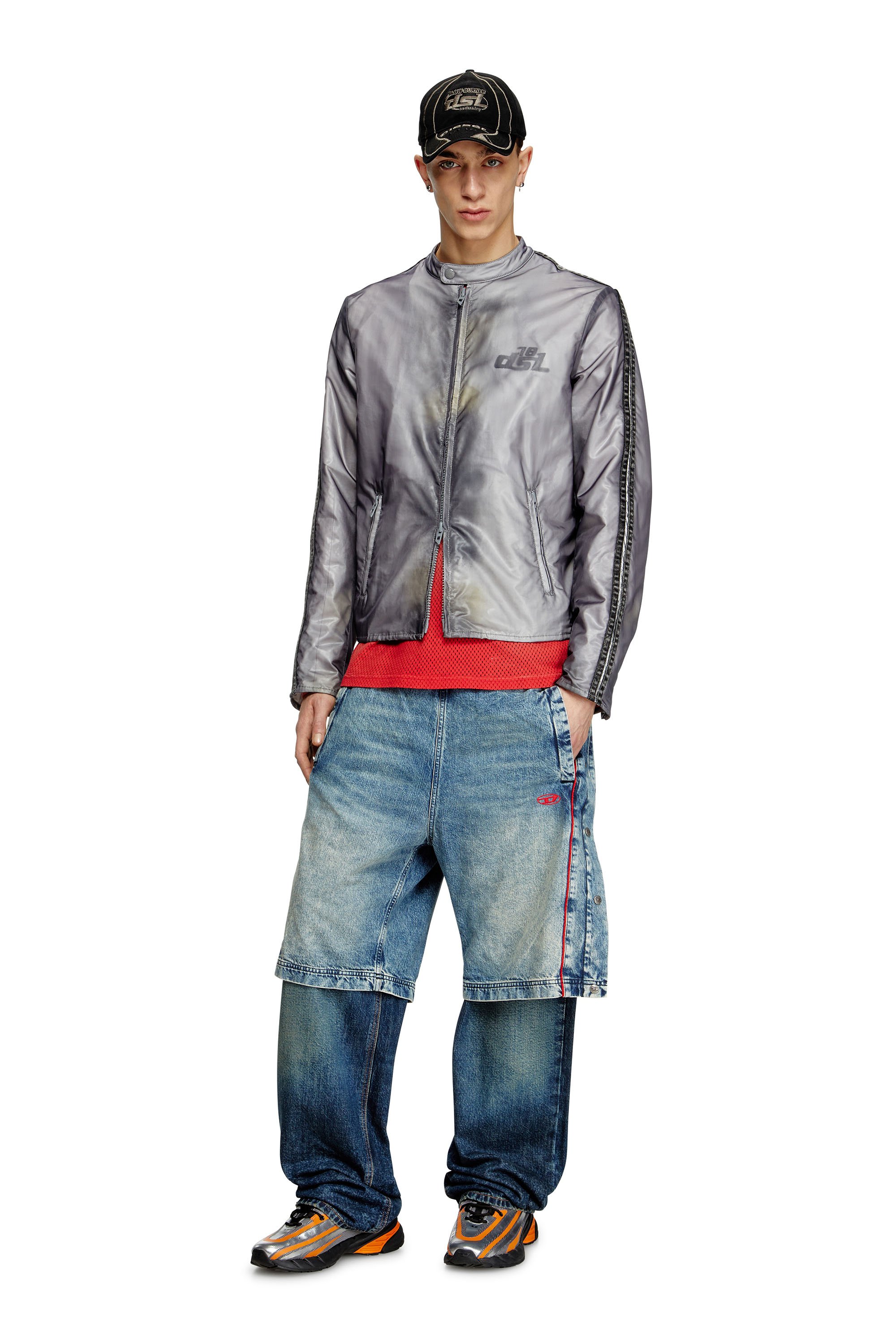 Diesel - J-POP, Herren Bikerjacke mit transparentem Effekt in Grau - 2