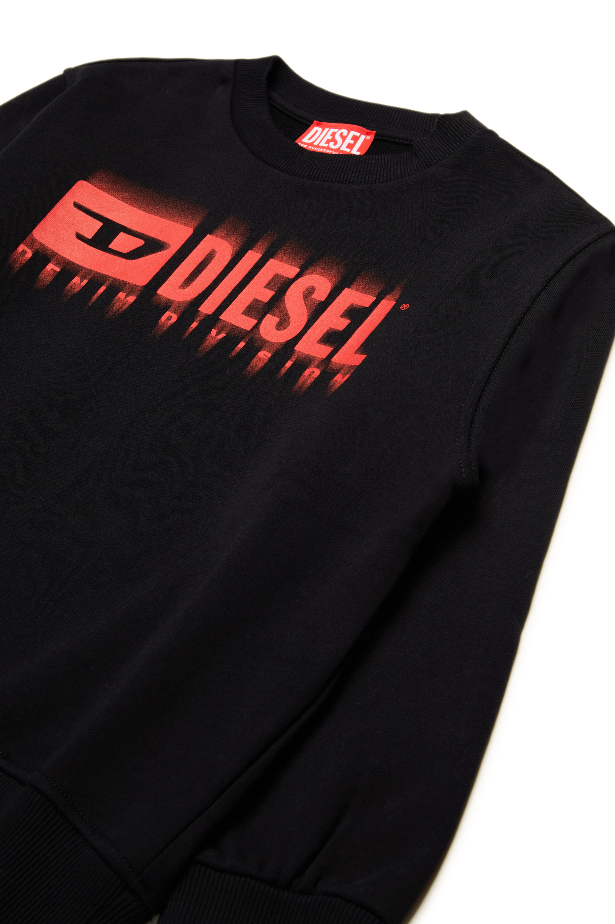 Diesel - SGINNL8 OVER, Herren Sweatshirt mit verschmiertem Logo in Schwarz/Rot - 3