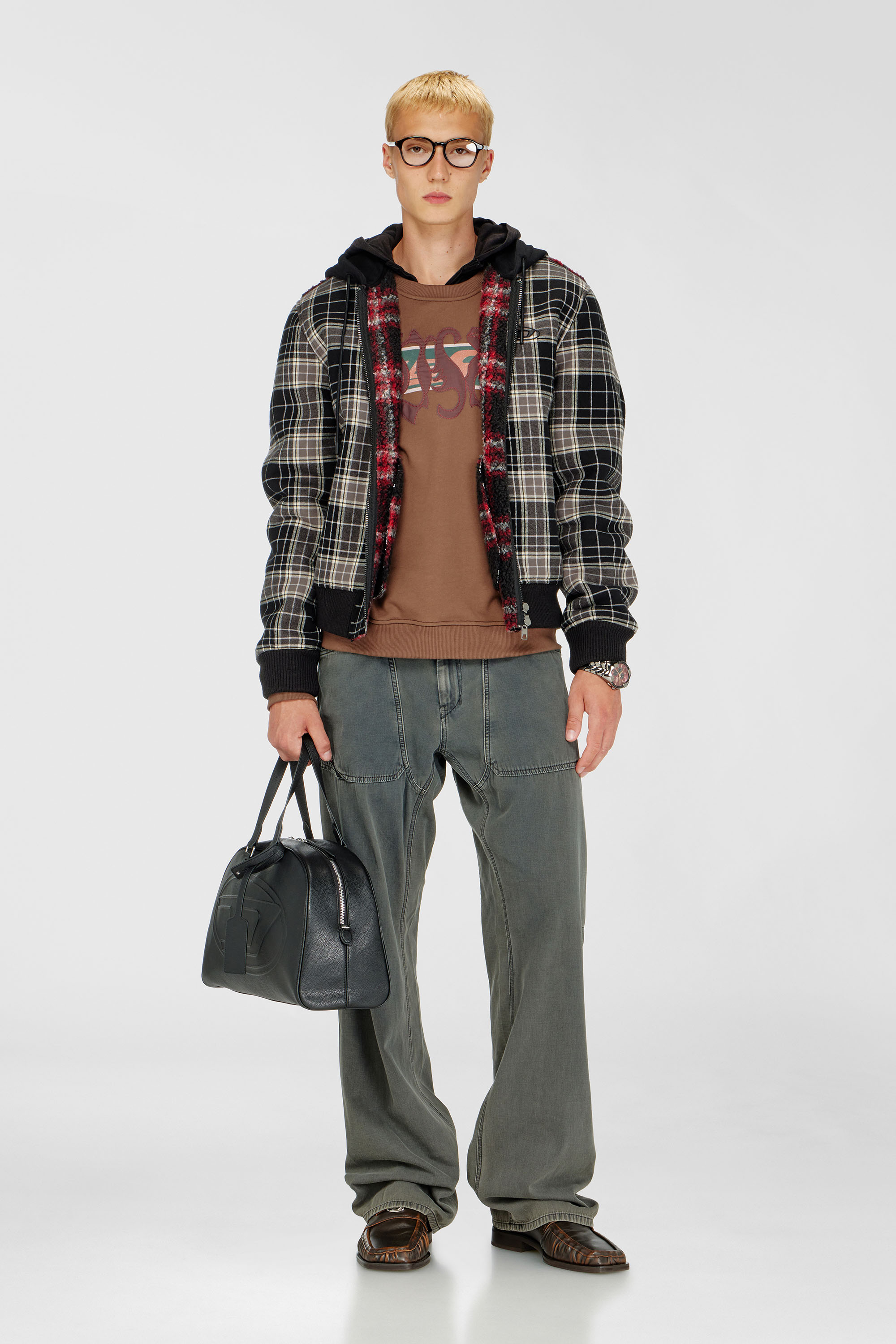 Diesel - S-NORM-AA6, Herren Sweatshirt mit grafischen Prints und patches in Braun - 1