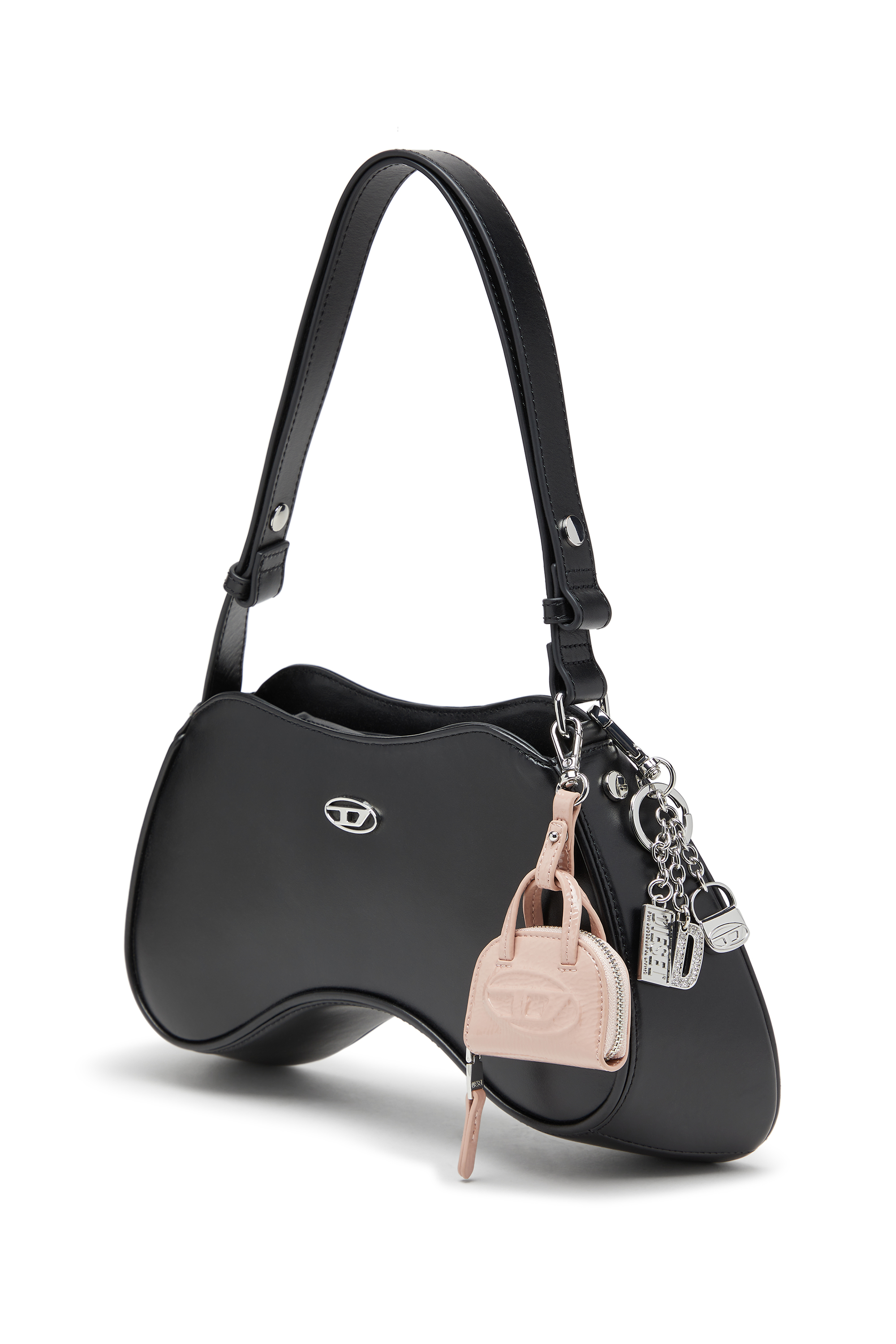 Diesel - 1DR DOME CHARMS, Woman's Bag charm in glossy, crinkled naplak in Pink - 2