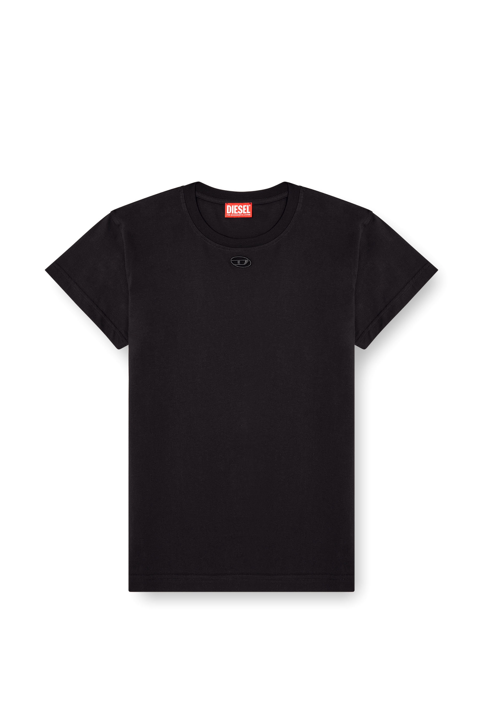 Diesel - T-MAREY, T-shirt avec petit Oval D Femme in Noir - 3