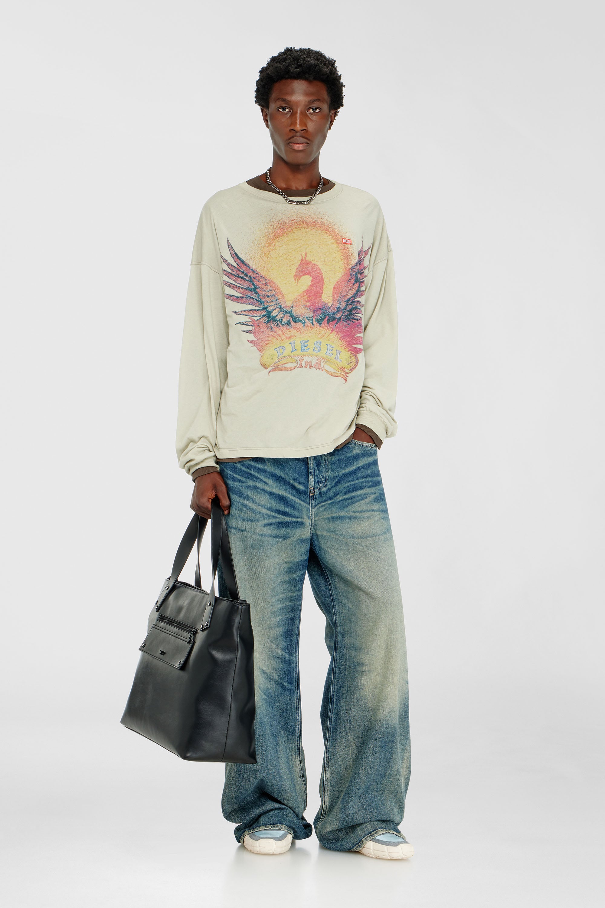 Diesel - T-BOXT-LS-AA1, T-shirt a manica lunga con grafica Phoenix Uomo in Beige - 2
