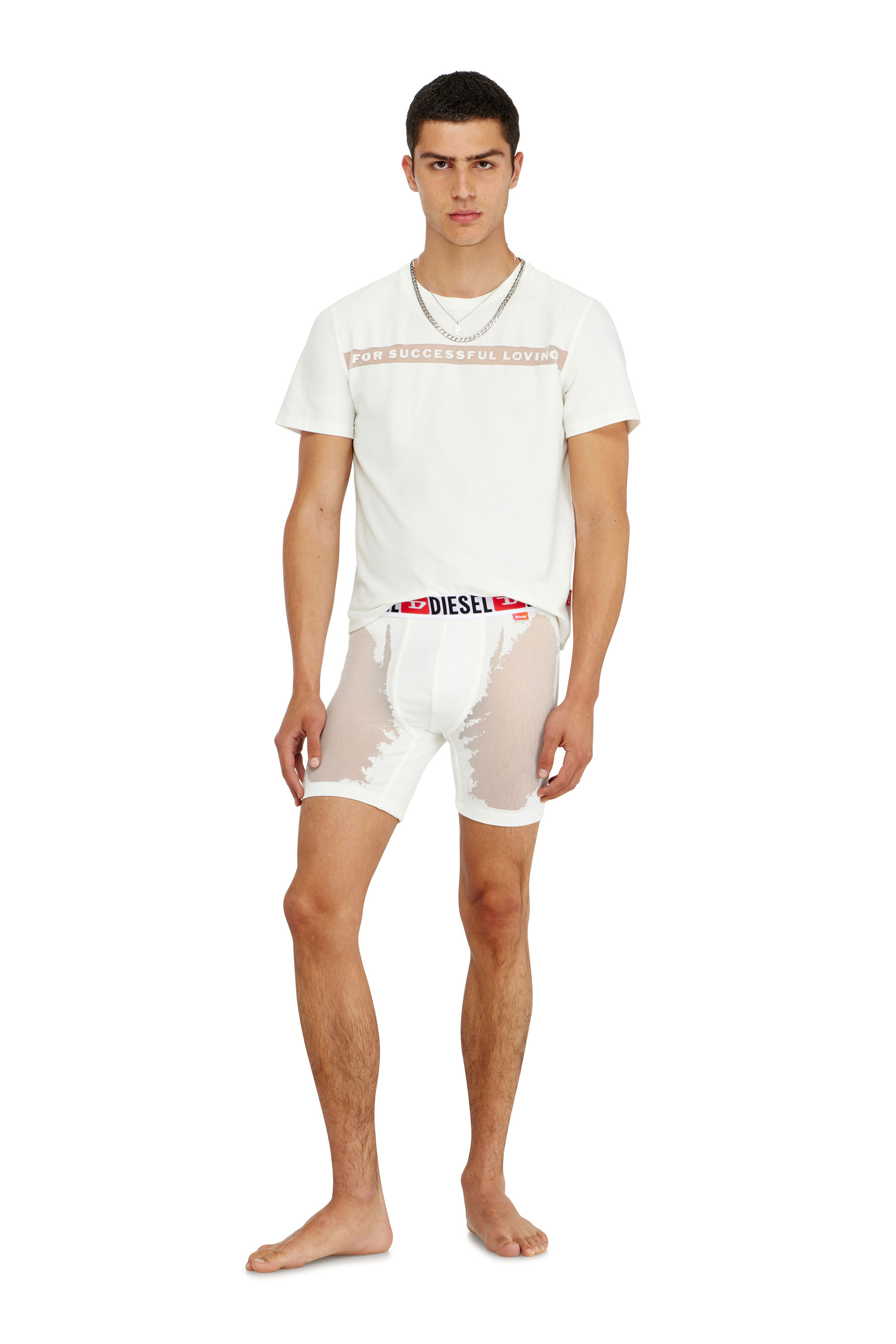 Diesel - PR-MAX-D-CORE, Boxer lungo con effetto devor&eacute; trasparente Uomo in Bianco - 1