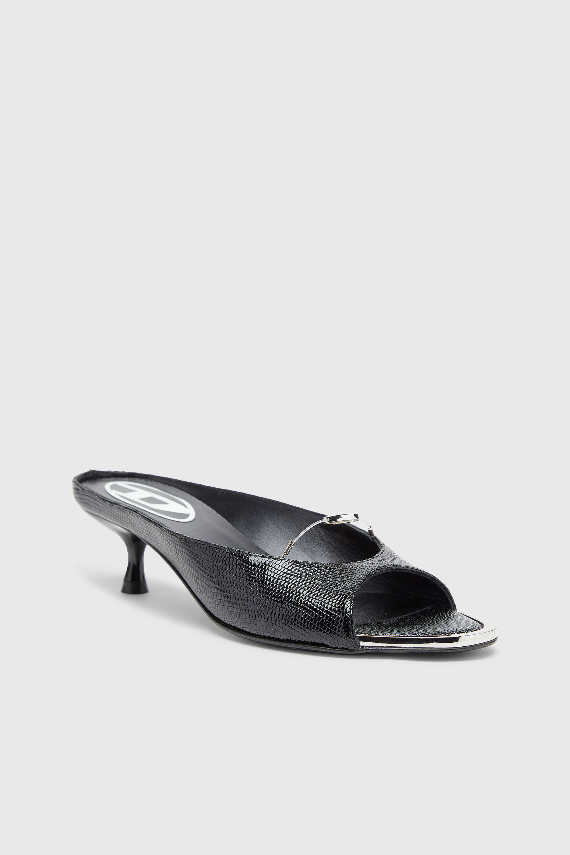 Diesel - D-DIAM'S-SA-40, D-Diam's - Mule in pelle con Oval D sospeso Donna in Nero - 6