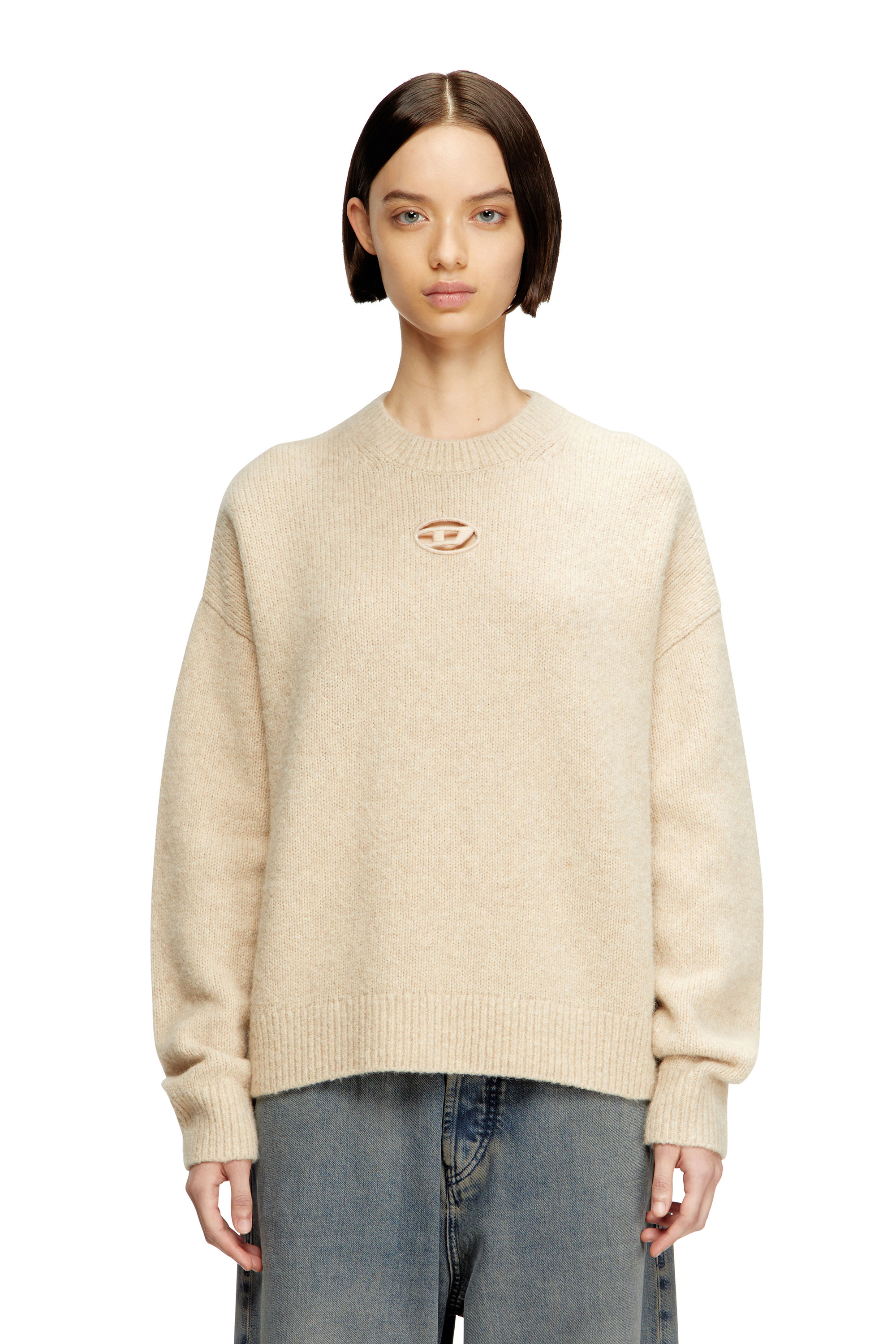 Diesel - M-AREETA, Pull en laine et mélange d'alpaga Femme in Beige - 1