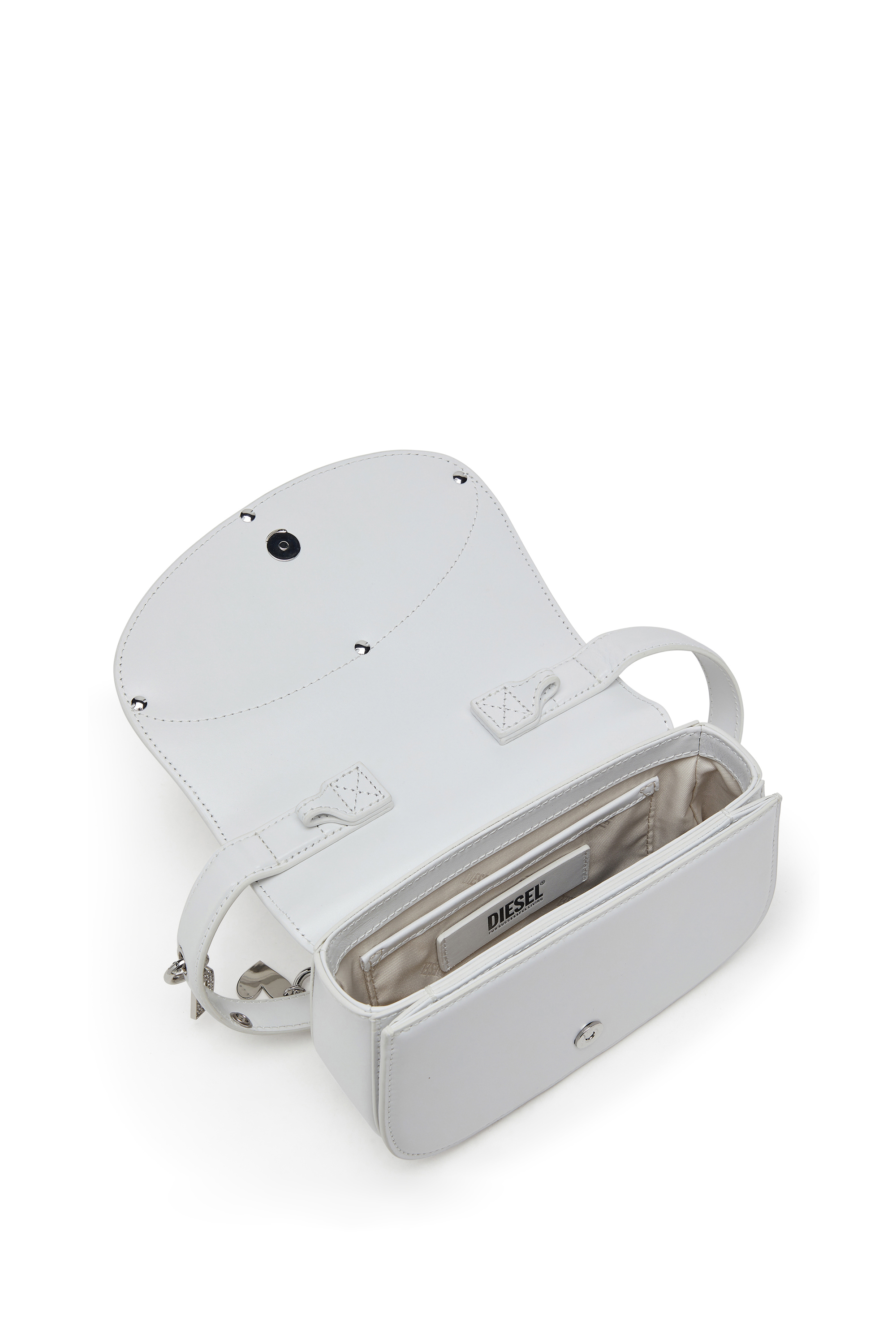 Diesel - 1DR, 1DR - Sac iconique &agrave; bandouli&egrave;re en cuir avec breloques poign&eacute;e Femme in Blanc - 3
