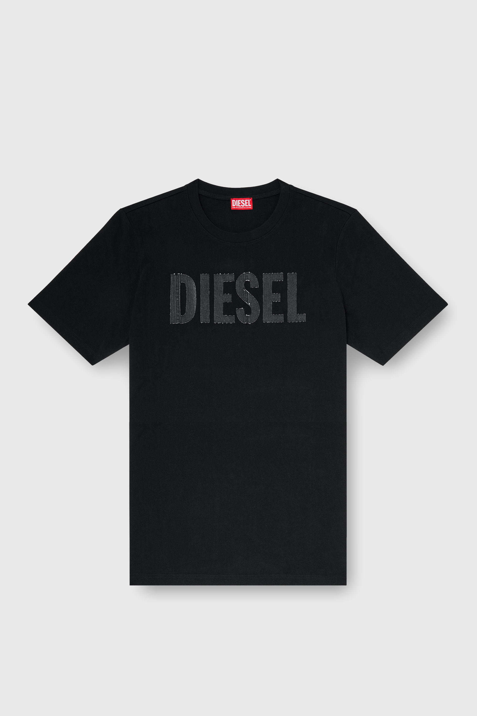 Diesel - T-JUST-APP-T92, T-shirt en coton avec imprim&eacute; logo Diesel ton sur ton Homme in Noir - 2