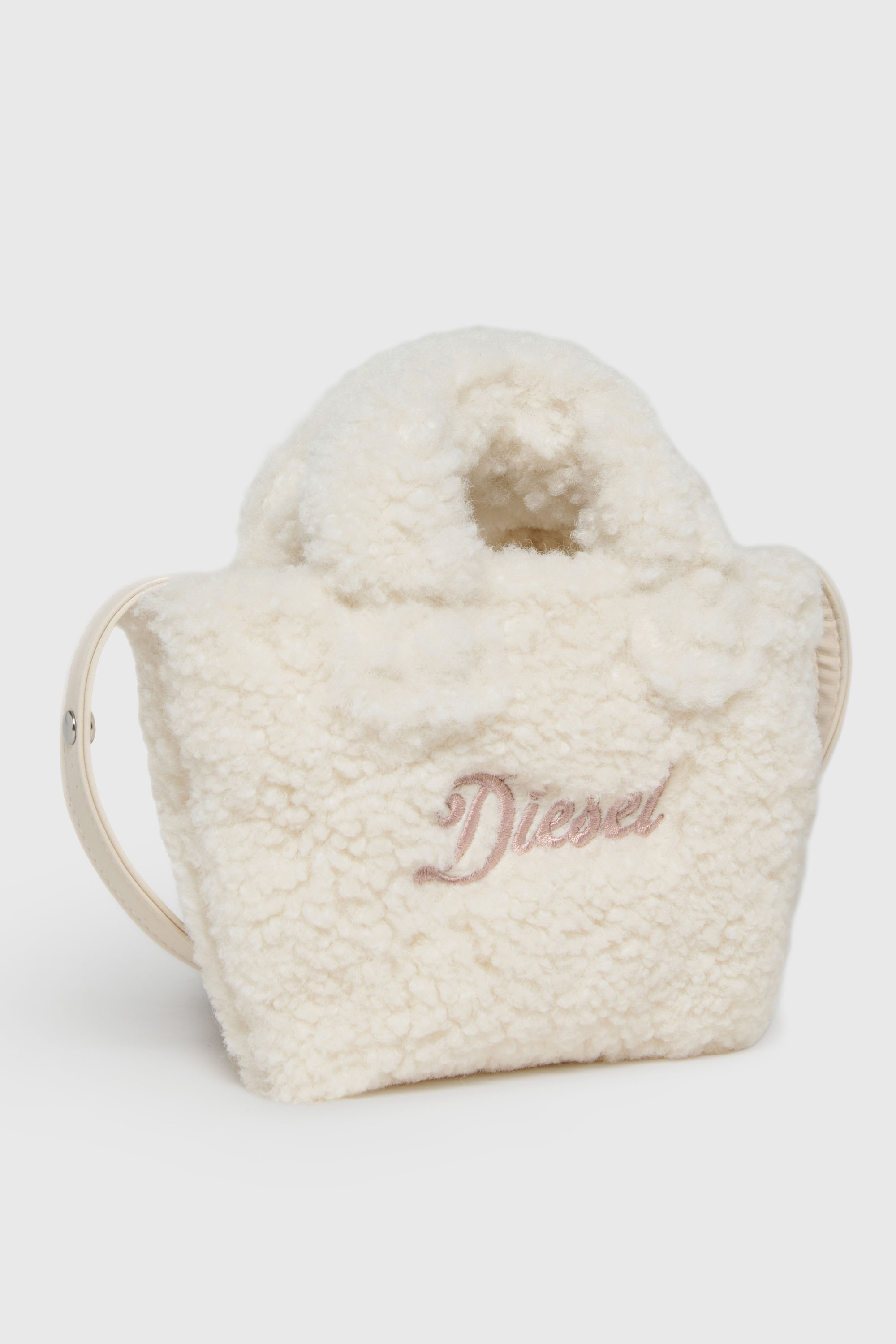 Diesel - WIXIT, Damen WIXIT - Mini-Tasche aus Teddy-Fleece in Wei&szlig; - 3