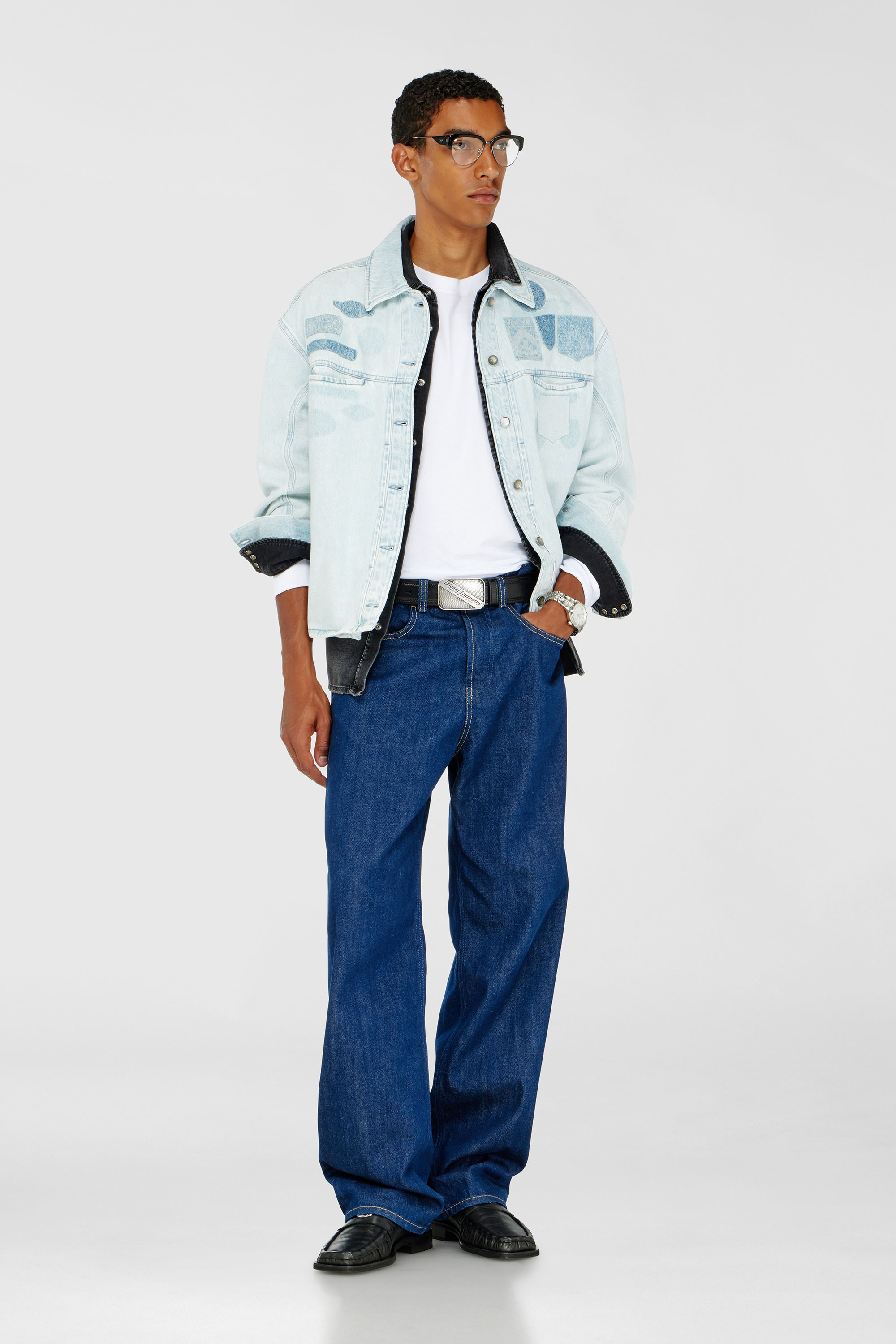 Diesel - D-RYMAVO-S, Unisex Denim overshirt mit patch-effekten in Hellblau - 1