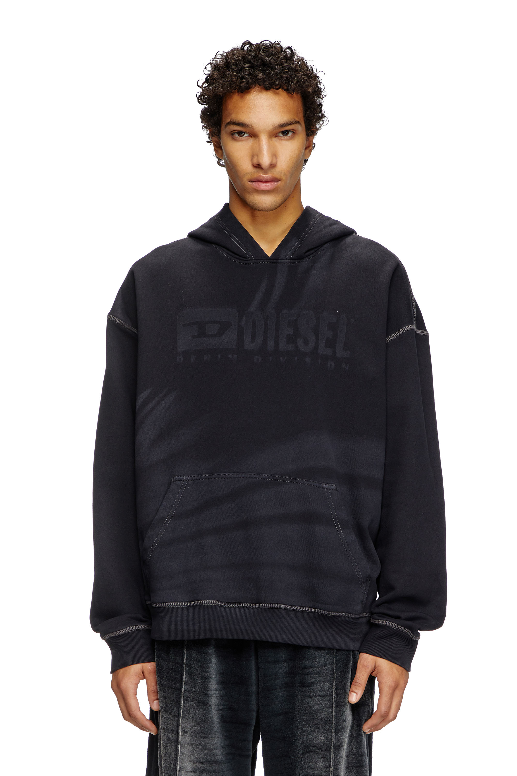 Diesel - S-BOXT-HOOD-R9, Hoodie con logo sfumato al laser Uomo in Nero - 1