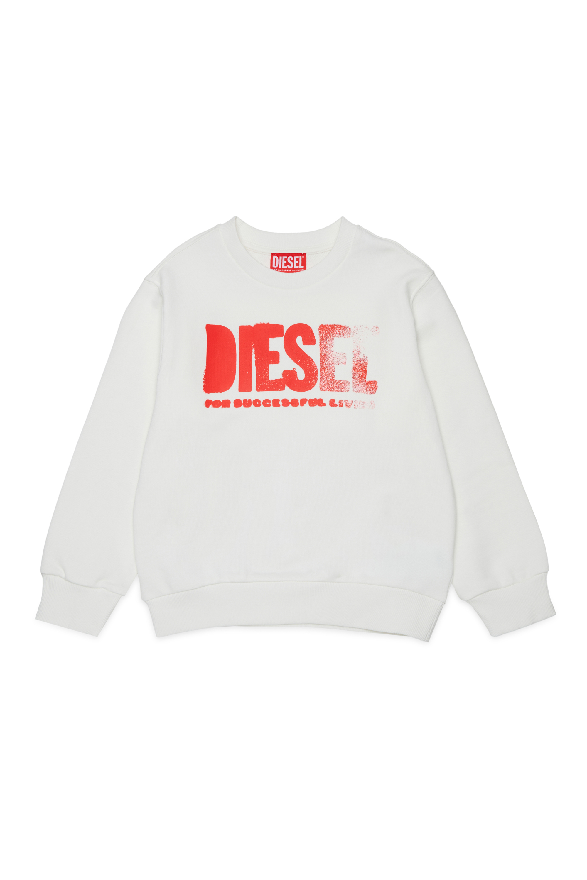 Diesel - SIDER OVER, Felpa con scollo tondo e maxi stampa del logo Diesel Uomo in Bianco - 1