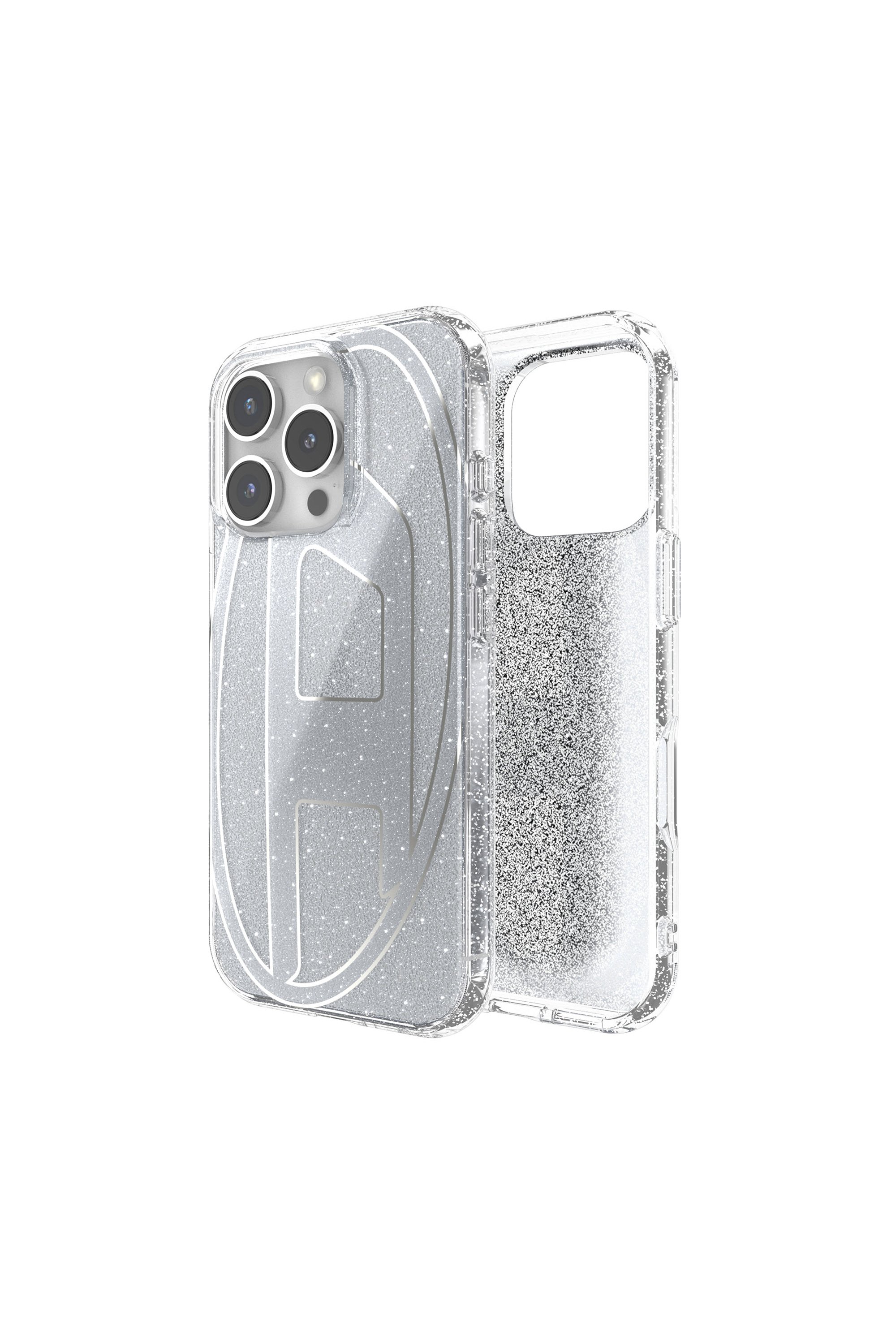 Diesel - 60152 AOP CASE, Unisex Oval D Glitter Case for iP 16 Pro in Silber - 1