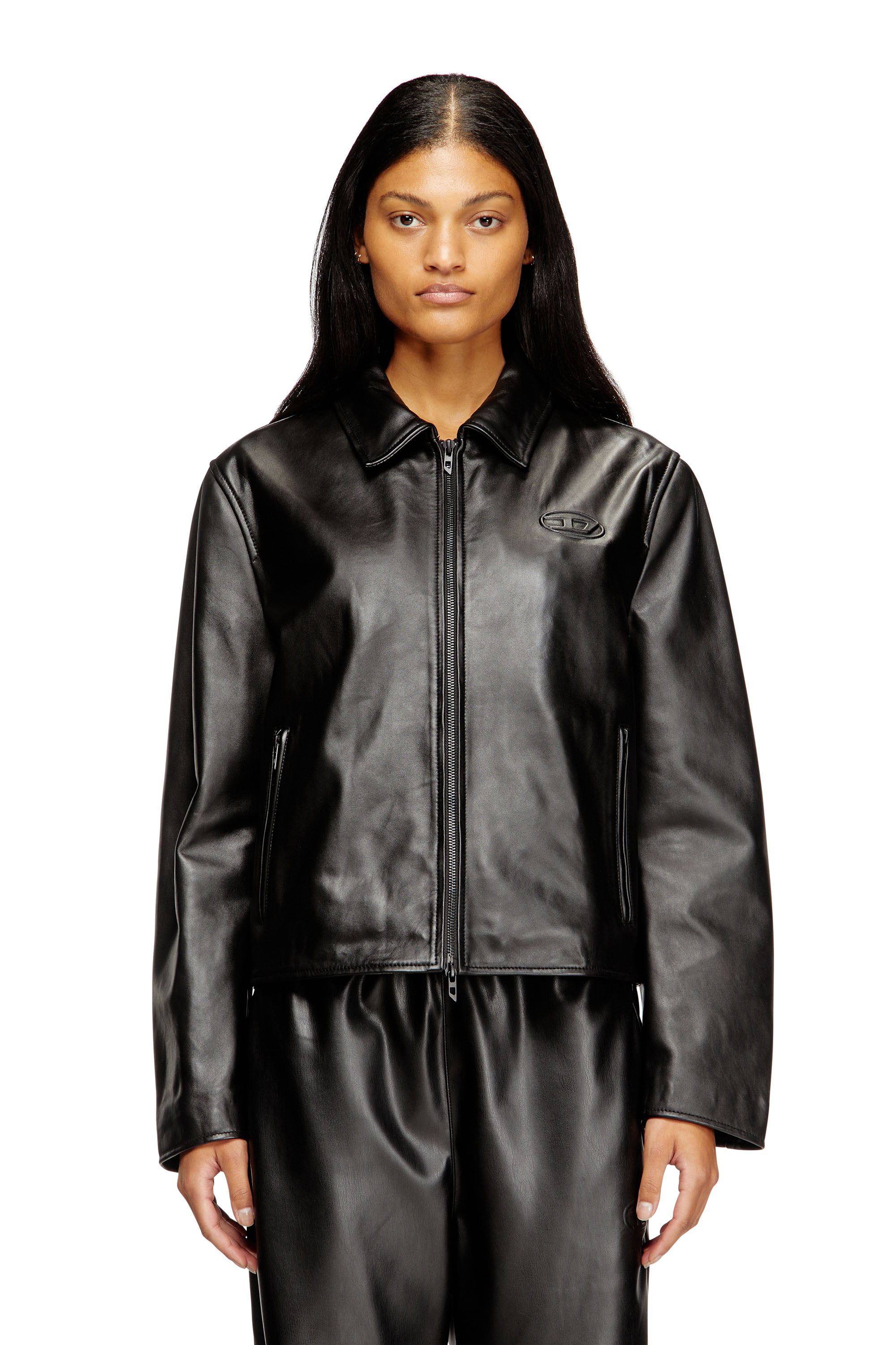 Diesel - L-AMAR-FEM-S2, Veste de coach en cuir Femme in Noir - 1