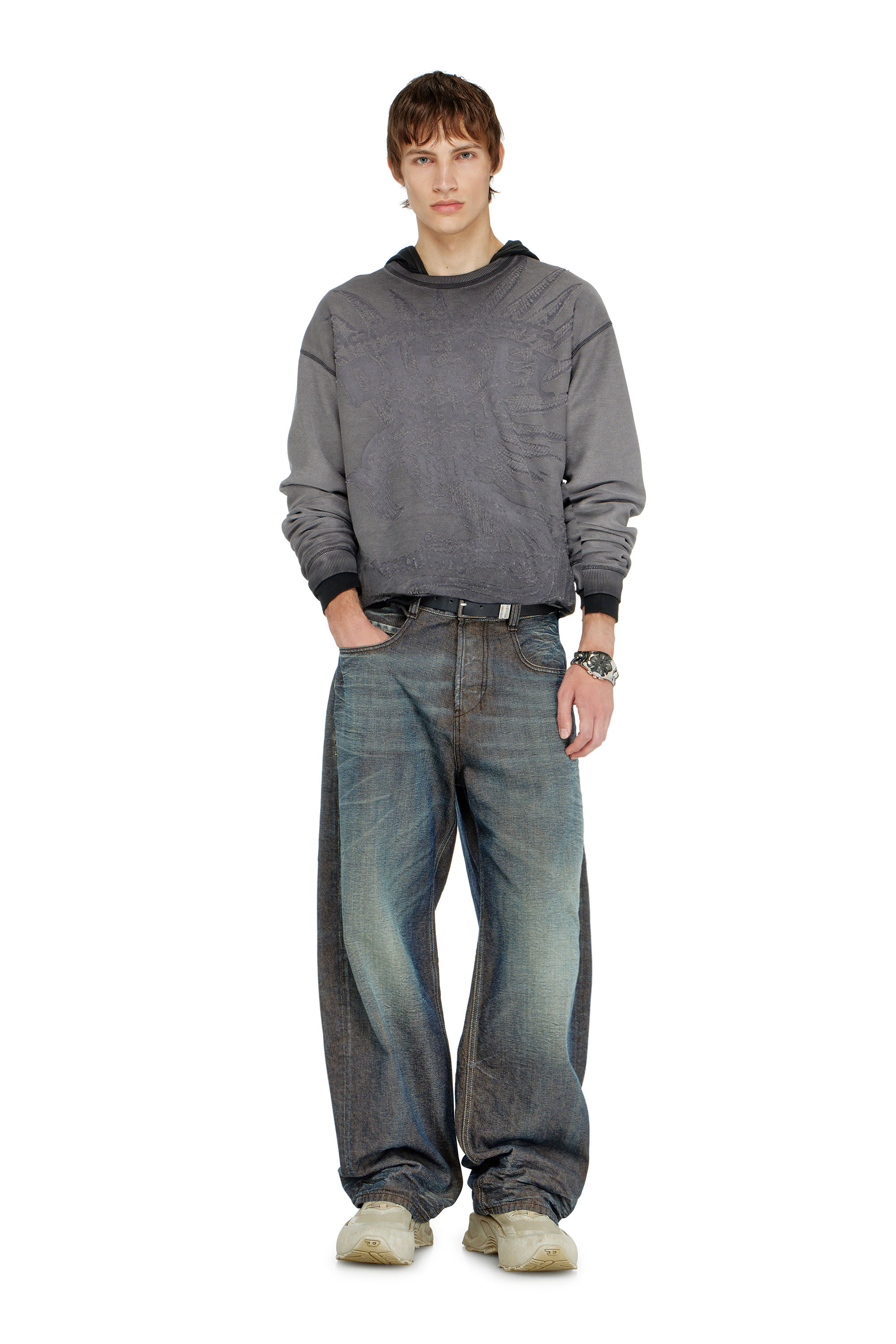 Diesel - S-ARON-RAW, Sweat-shirt avec imprim&eacute; d&eacute;vor&eacute; Homme in ToBeDefined - 2