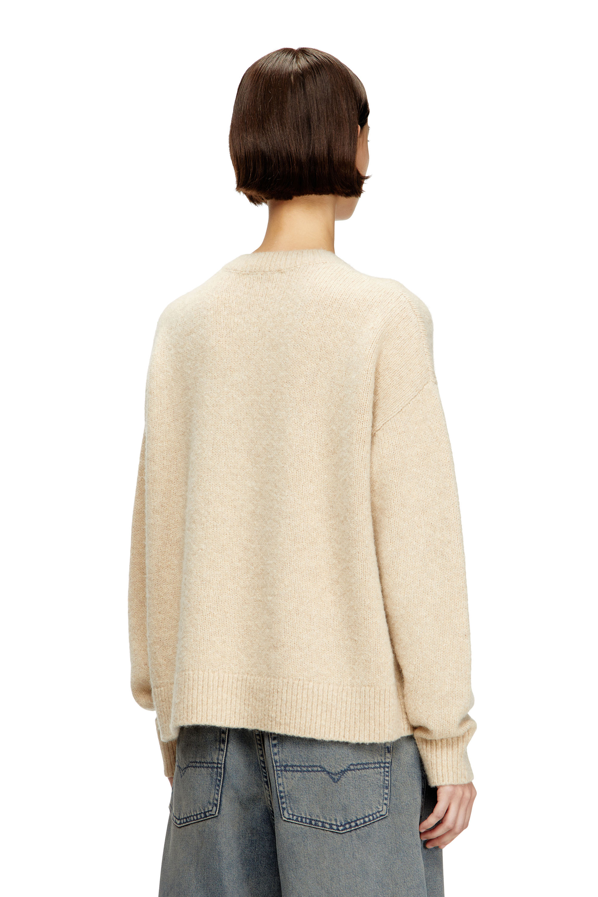 Diesel - M-AREETA, Pull en laine et mélange d'alpaga Femme in Beige - 4