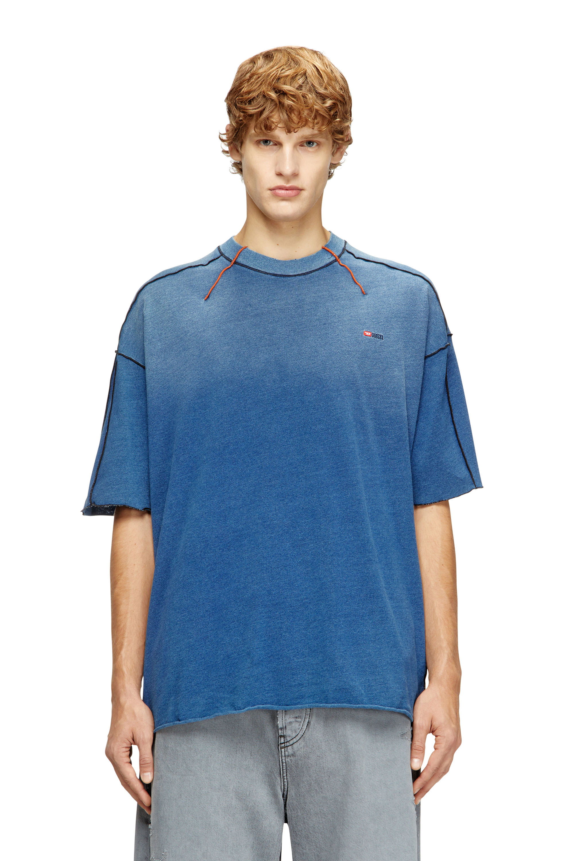 Diesel - T-CRAOXT, T-shirt en coton avec surpiqûres contrastantes Homme in ToBeDefined - 2