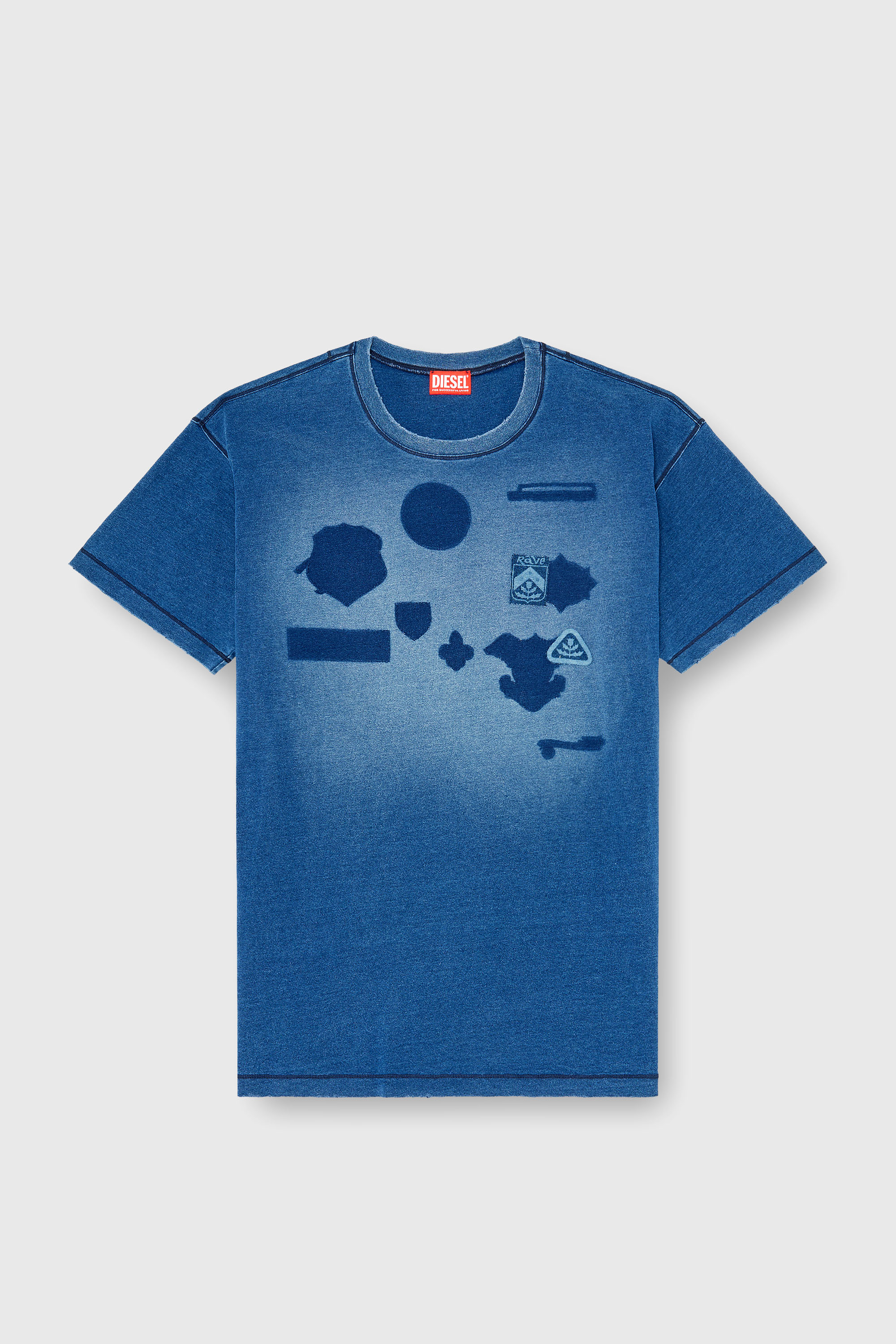 Diesel - T-NOX, T-shirt avec patchs effet ombre Homme in Bleu - 2